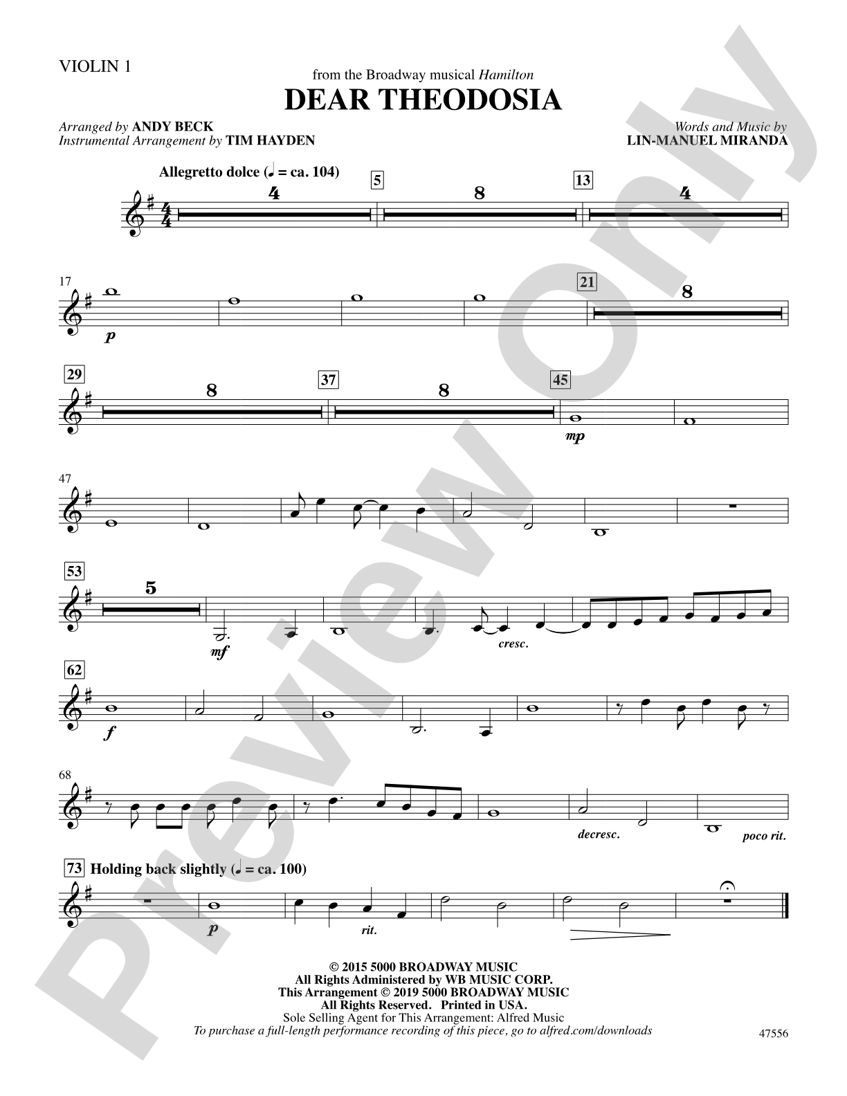 Dear Theodosia: 1st Violin