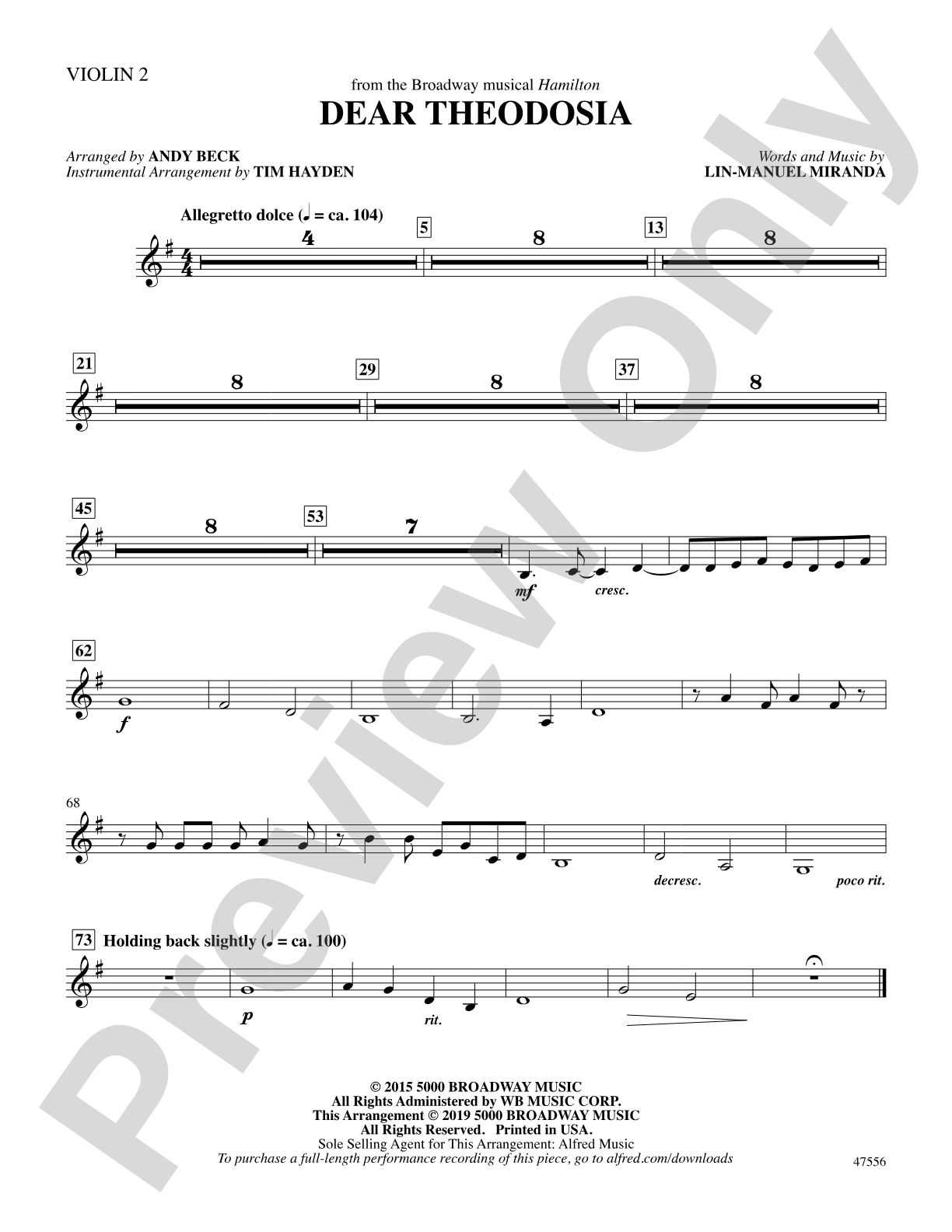 Dear Theodosia: 2nd Violin