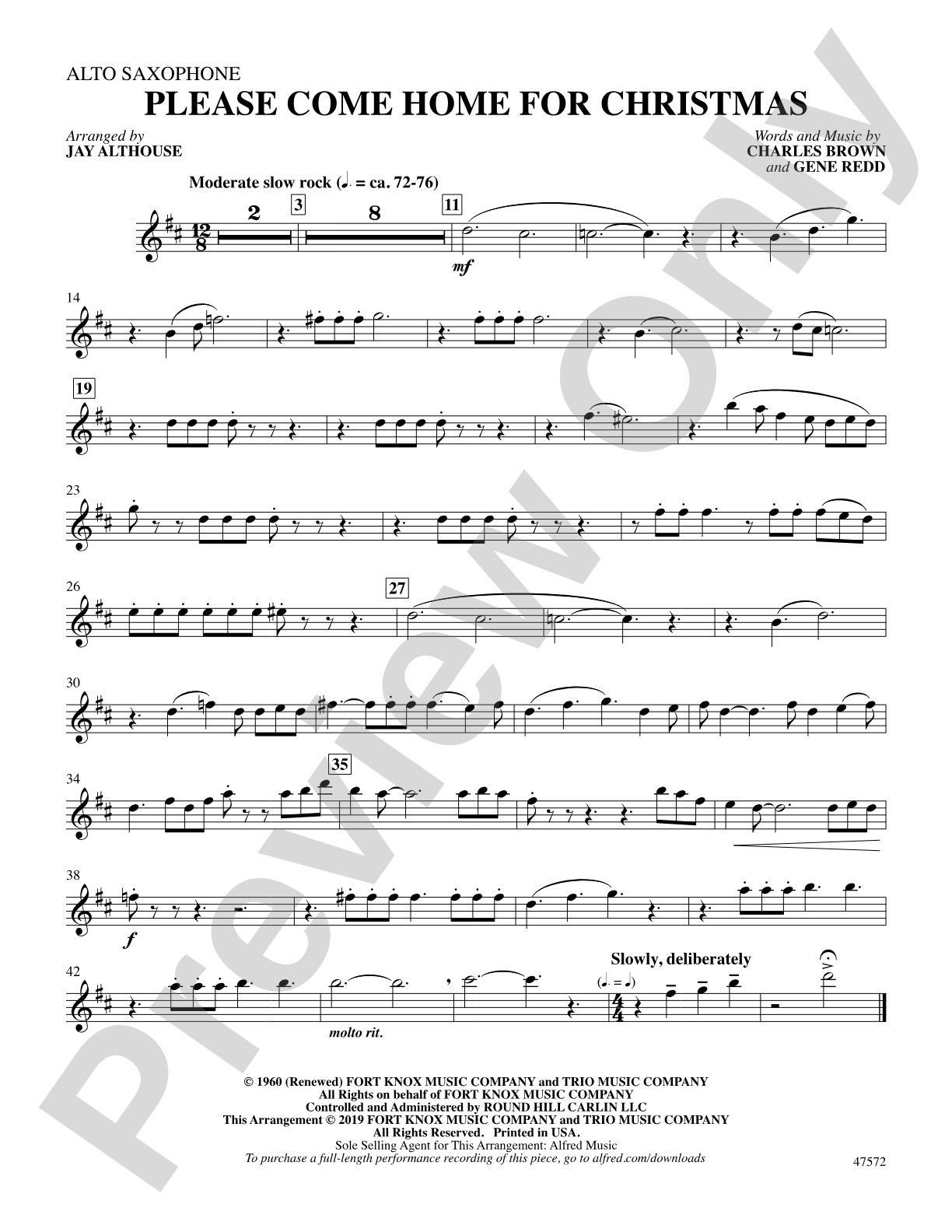 Please Come Home for Christmas: E-flat Alto Saxophone