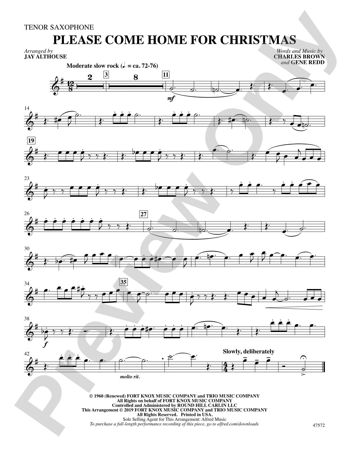 Please Come Home for Christmas: B-flat Tenor Saxophone