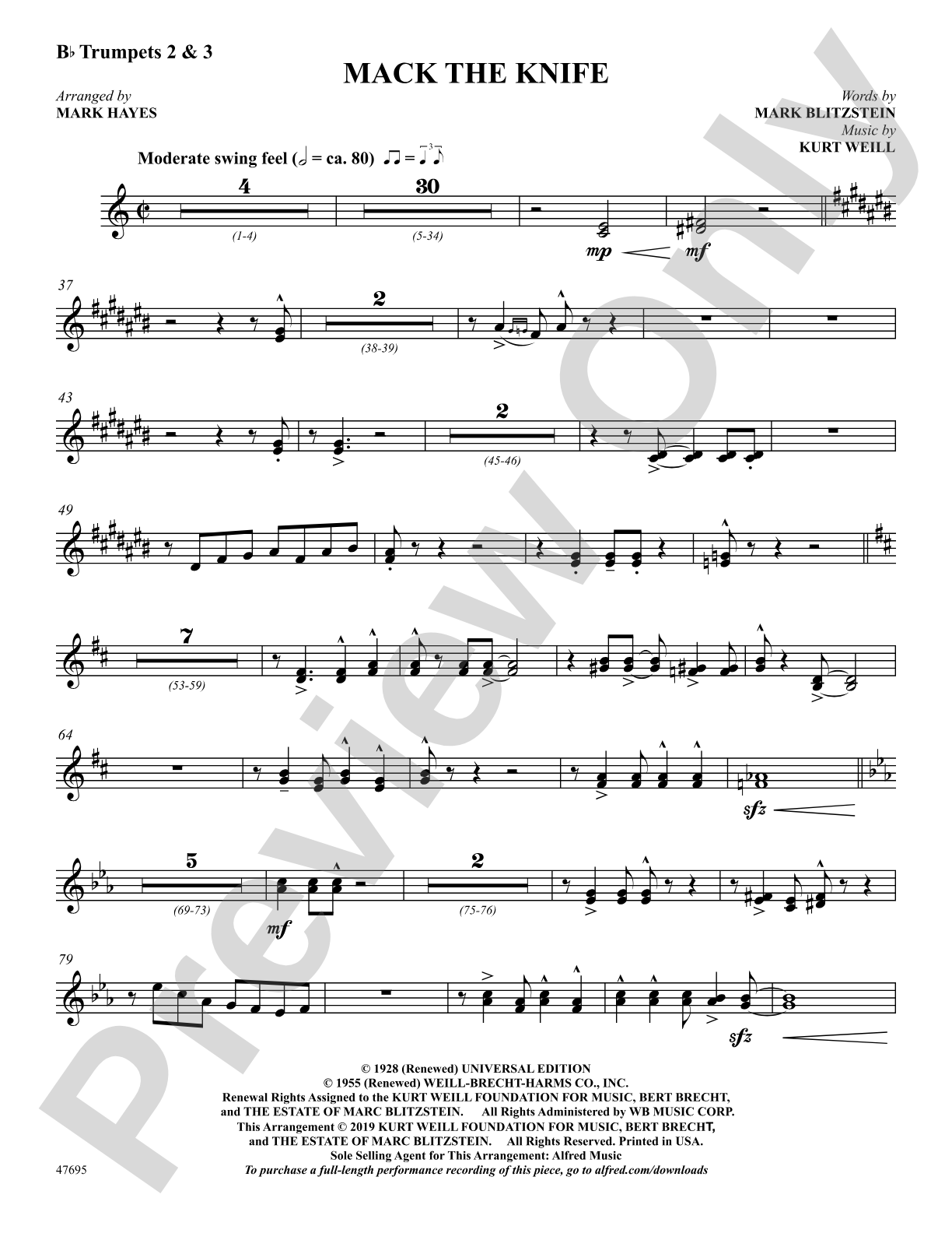 Mack the Knife: 2nd & 3rd Trumpet