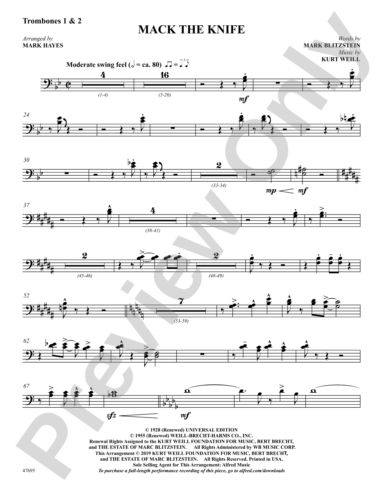 Mack the Knife: 1st & 2nd Trombones