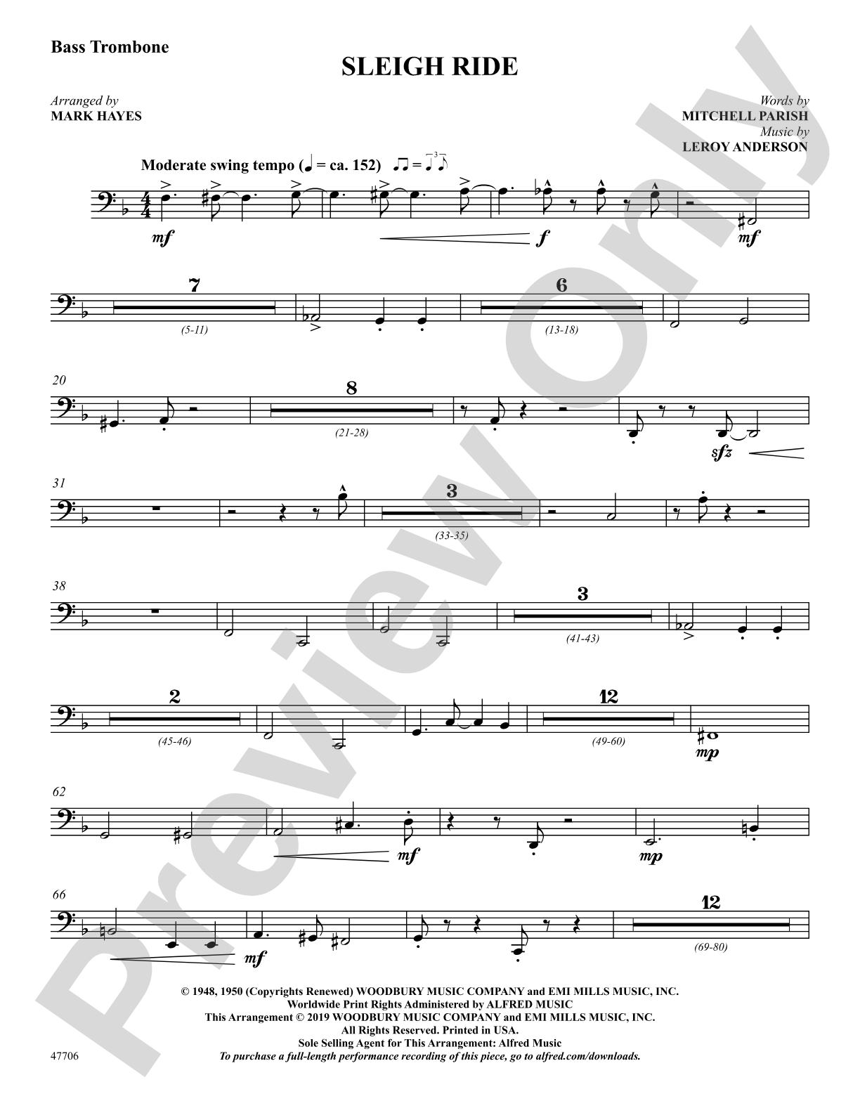 Sleigh Ride: Bass Trombone