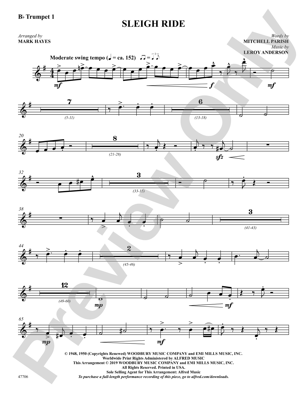 Sleigh Ride: 1st B-flat Trumpet
