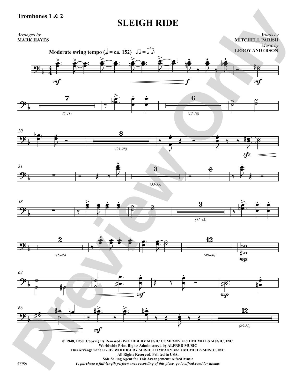 Sleigh Ride: 1st & 2nd Trombones