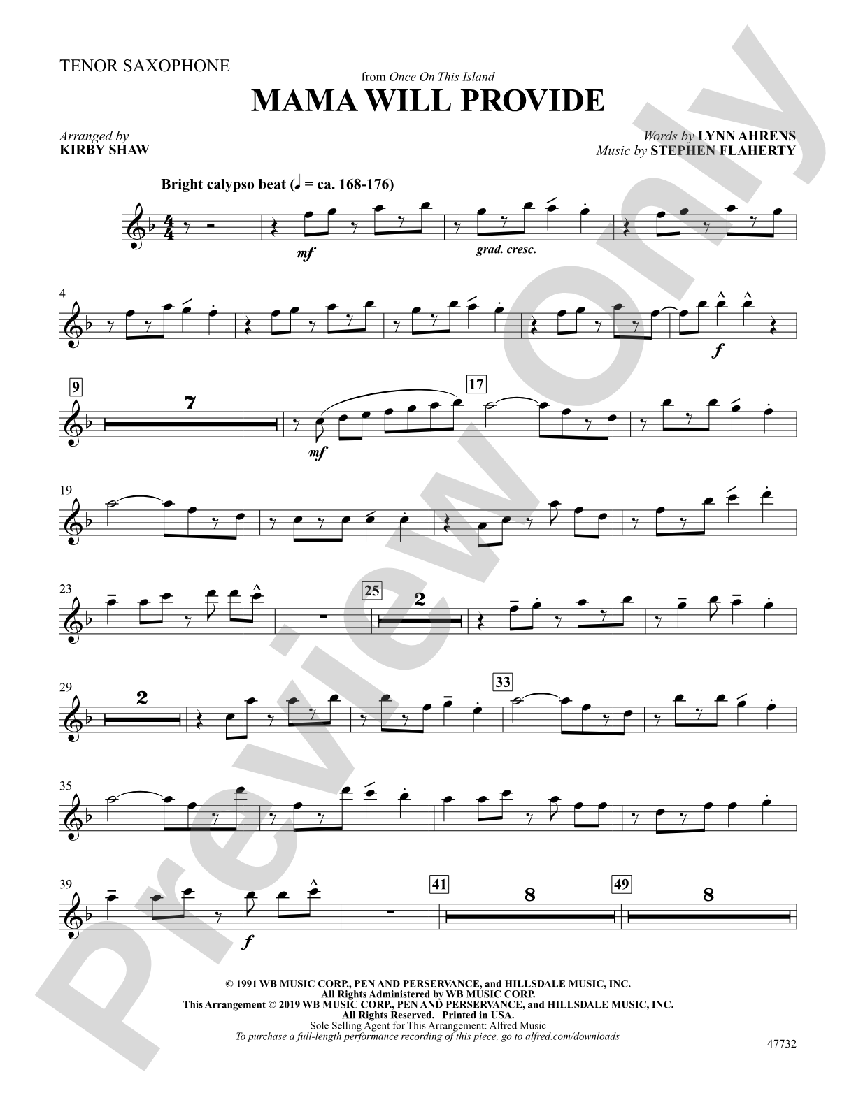 Mama Will Provide: B-flat Tenor Saxophone