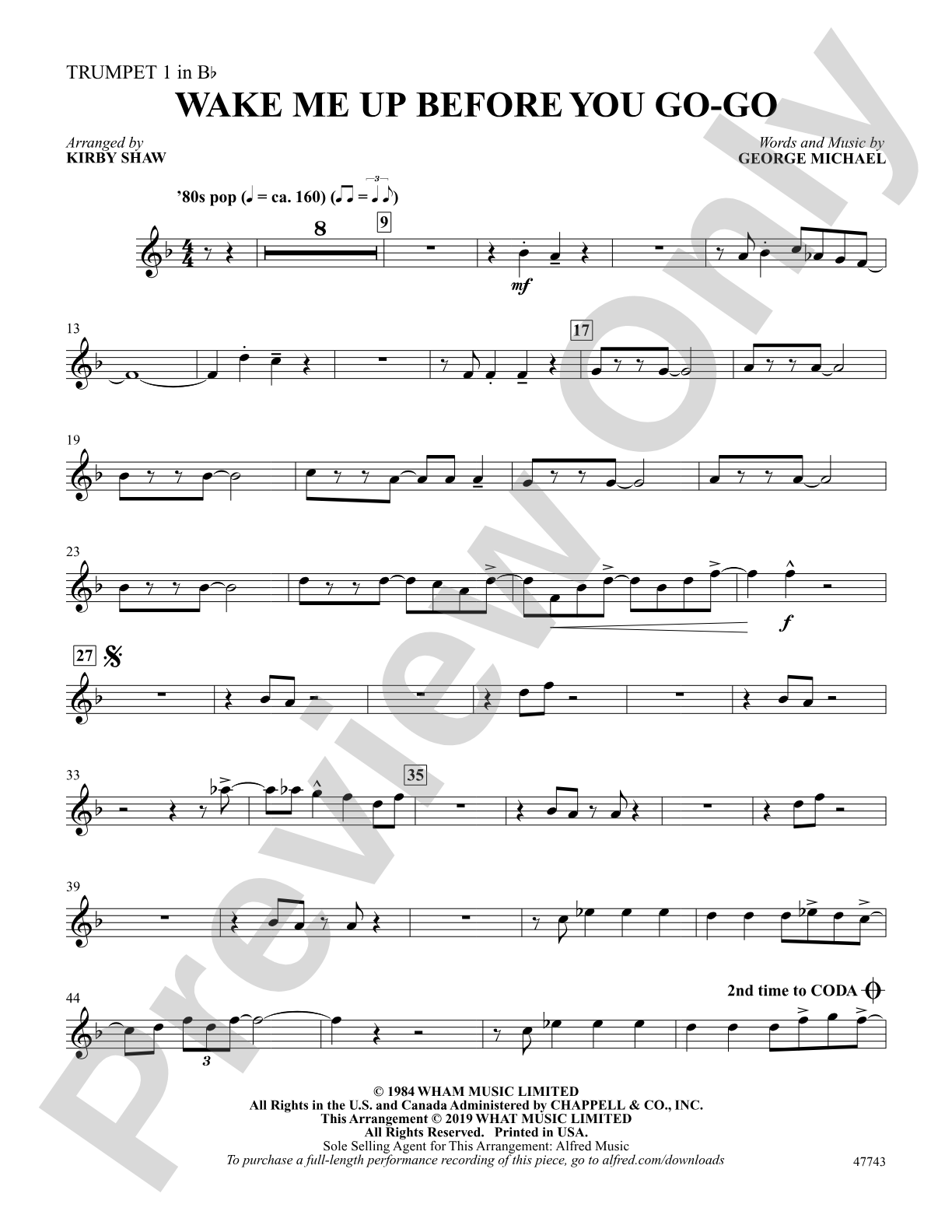 Wake Me Up Before You Go-Go: 1st B-flat Trumpet