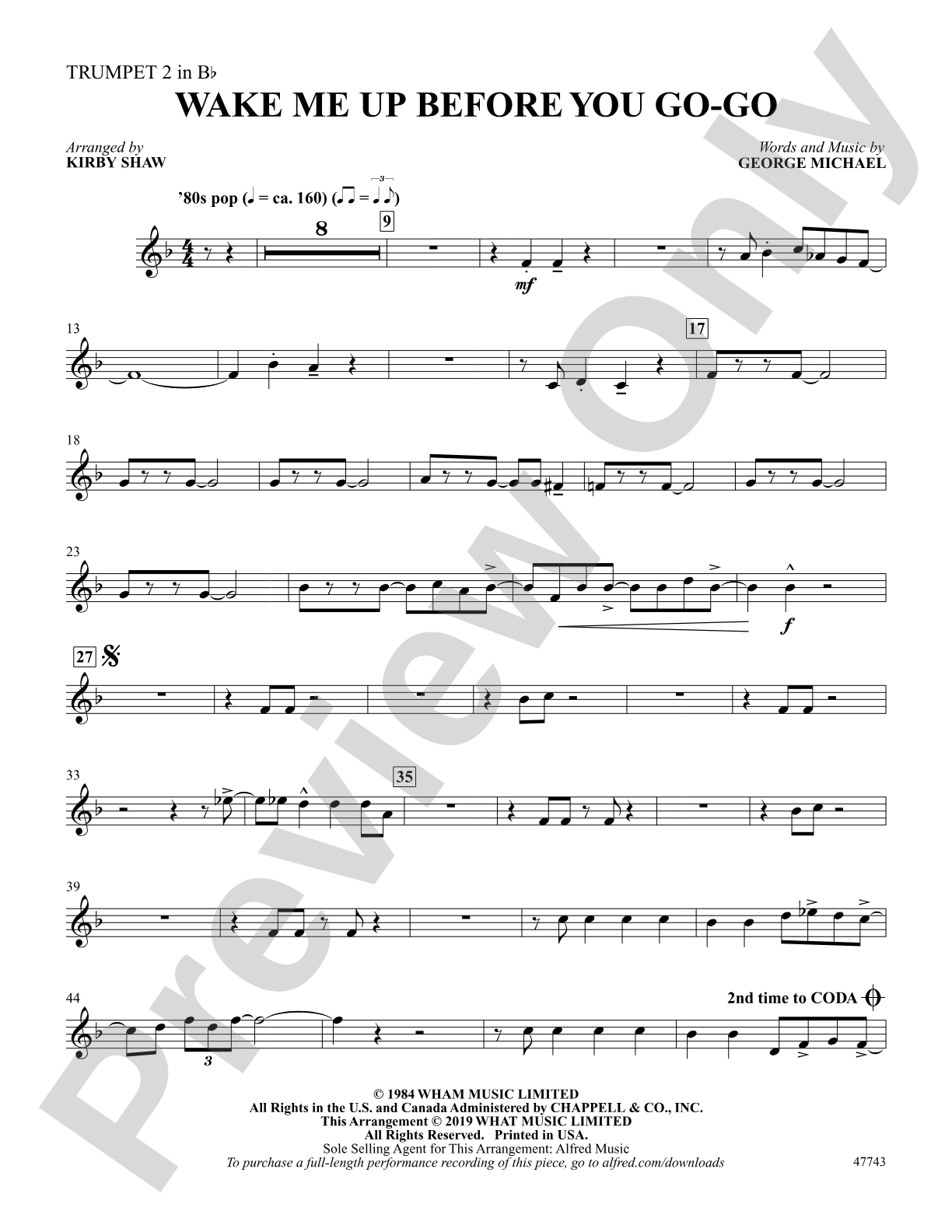 Wake Me Up Before You Go-Go: 2nd B-flat Trumpet