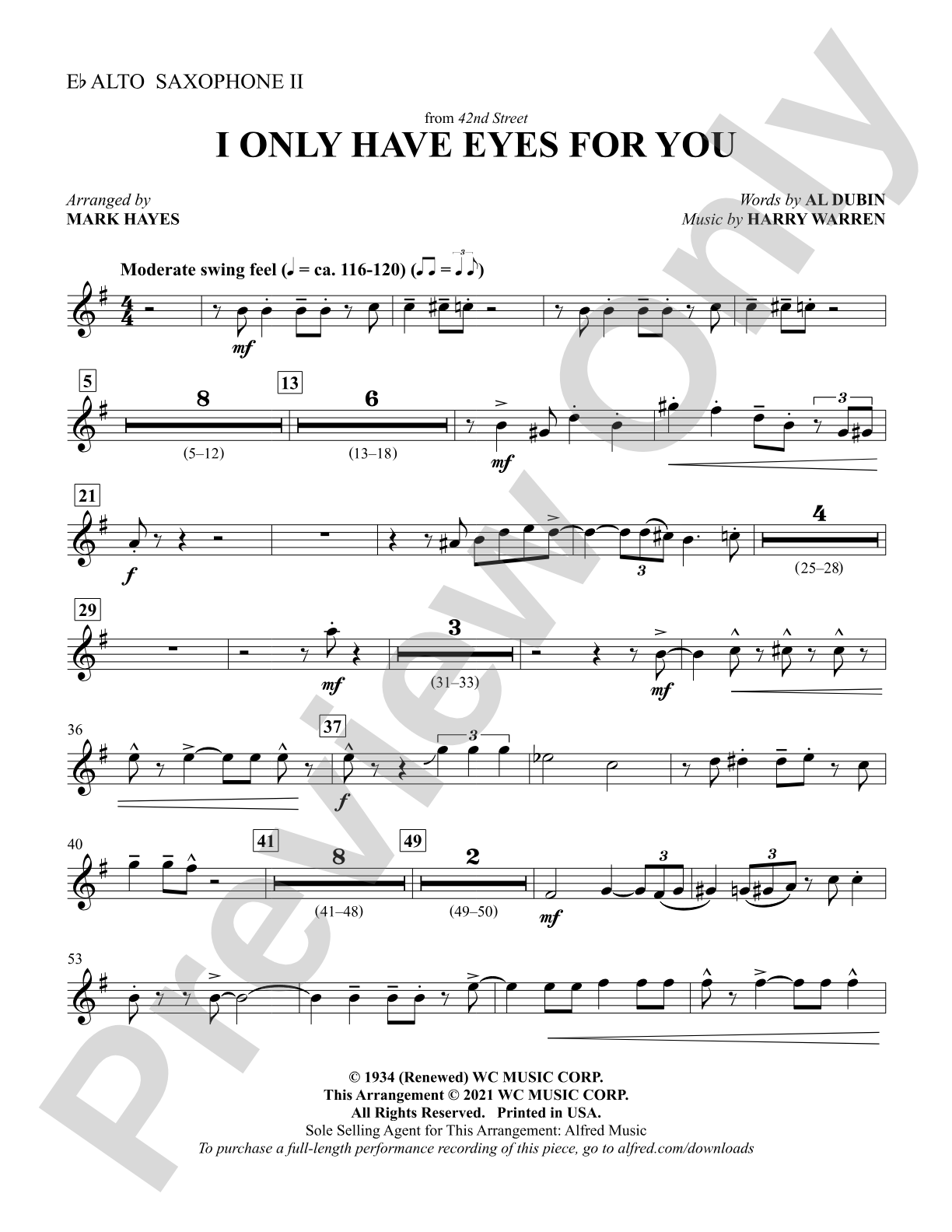I Only Have Eyes for You: 2nd E-flat Alto Saxophone