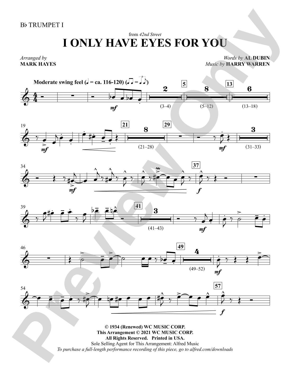 I Only Have Eyes for You: 1st B-flat Trumpet