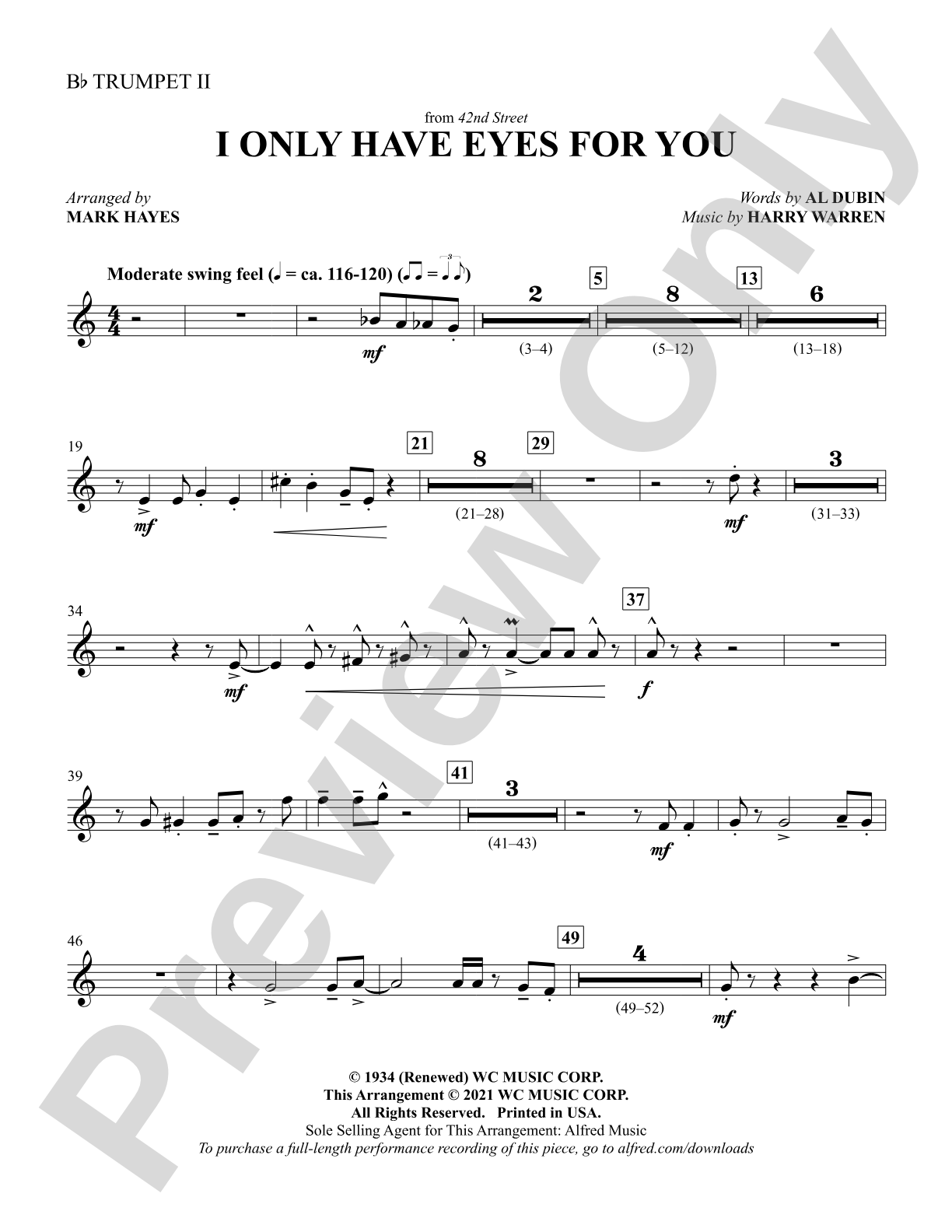 I Only Have Eyes for You: 2nd B-flat Trumpet