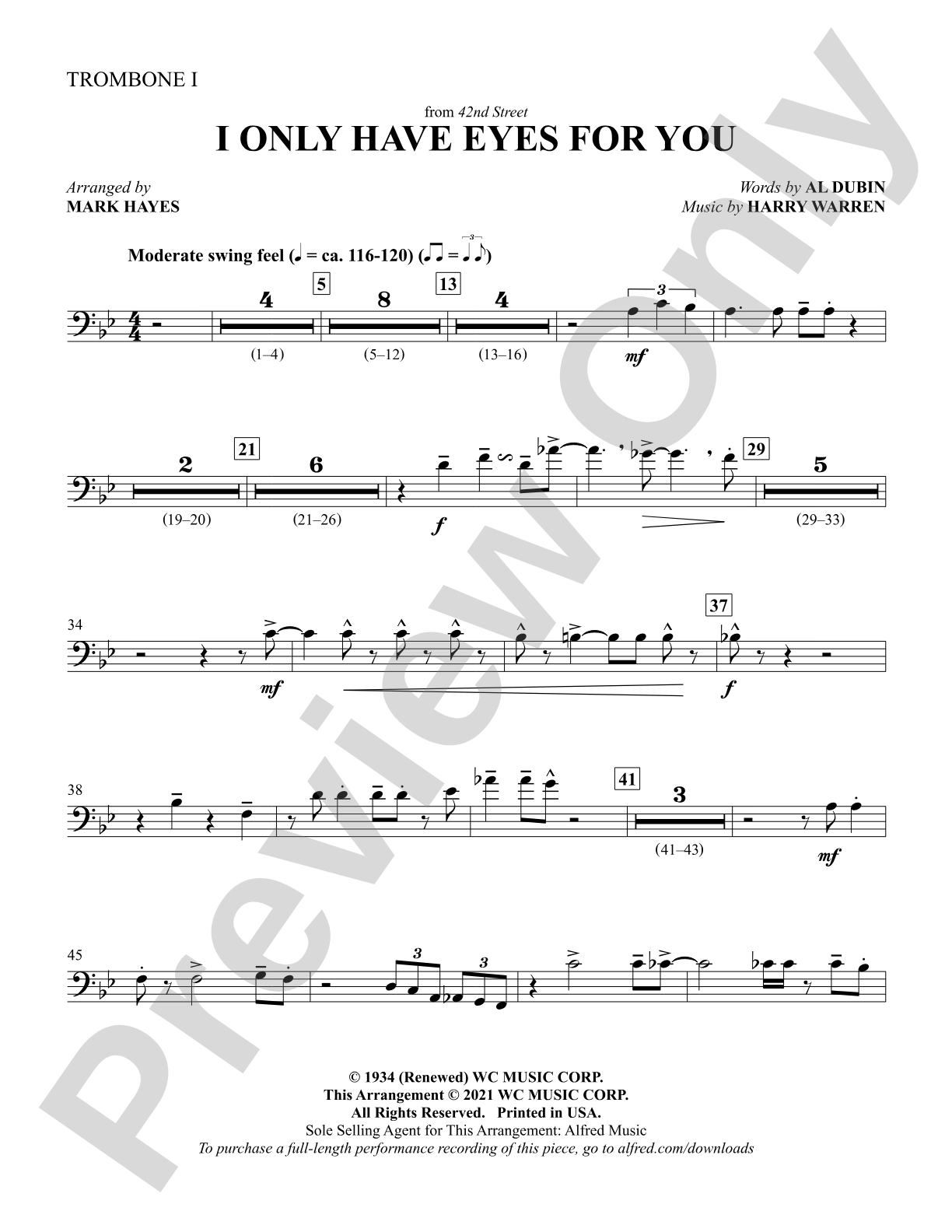 I Only Have Eyes for You: 1st Trombone