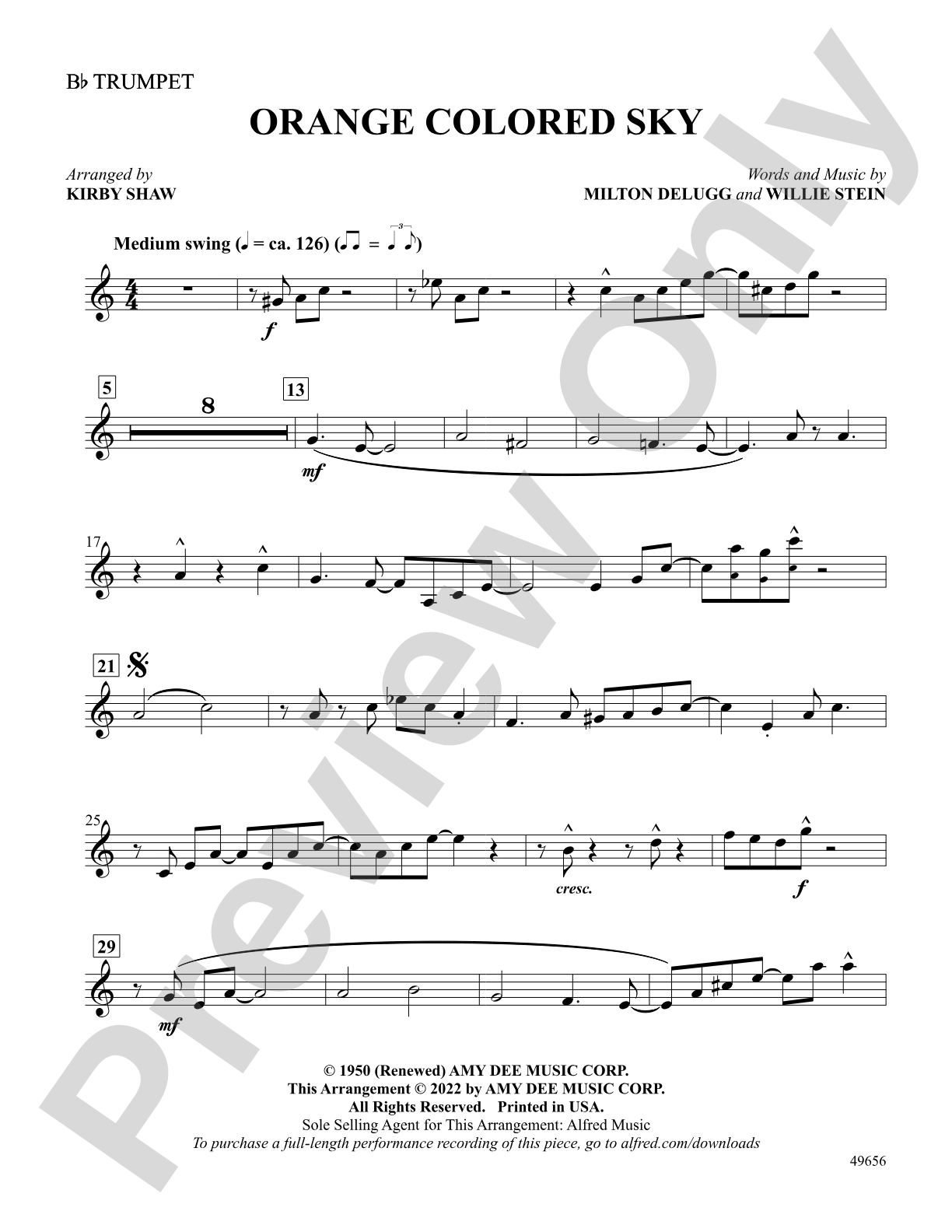Orange Colored Sky: 1st B-flat Trumpet