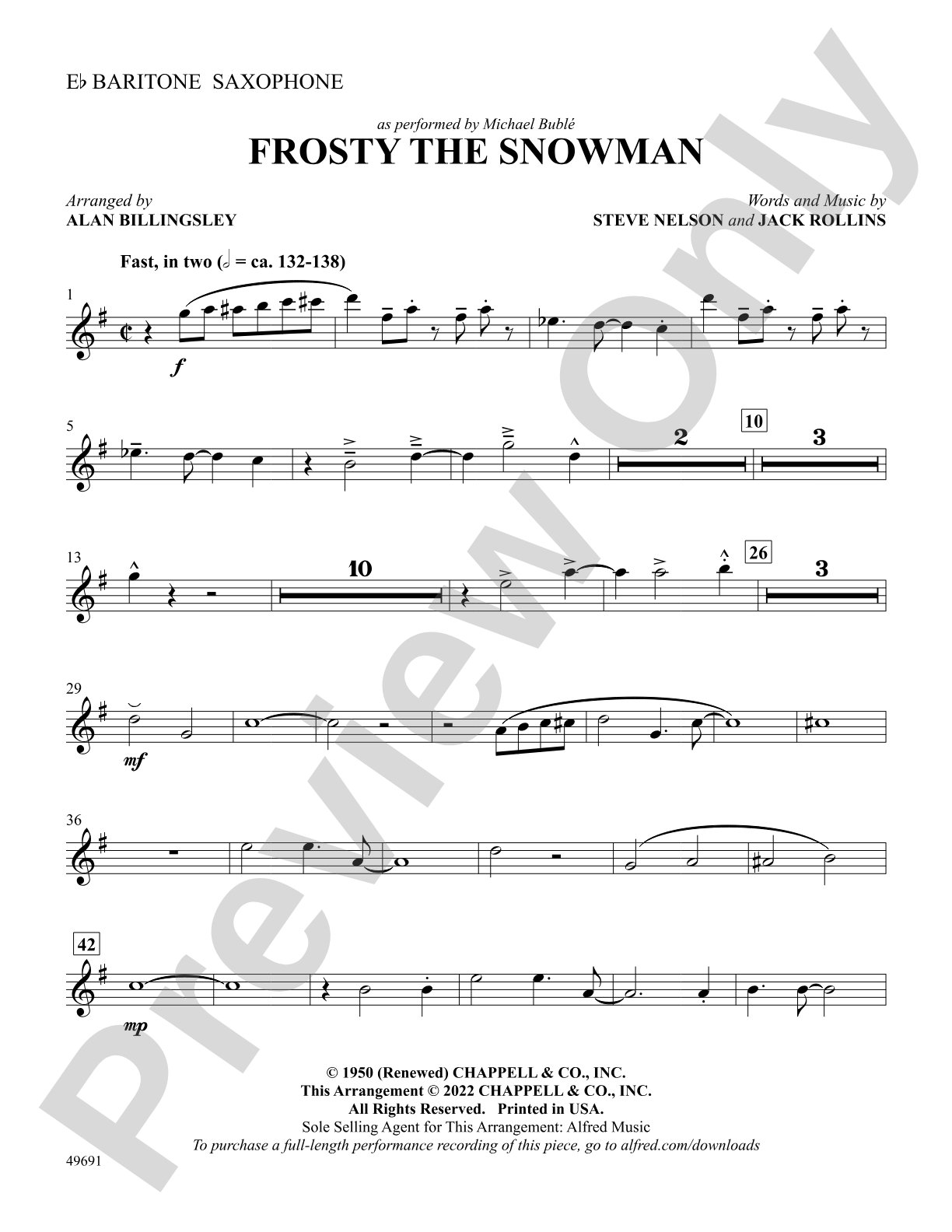 Frosty the Snowman: E-flat Baritone Saxophone