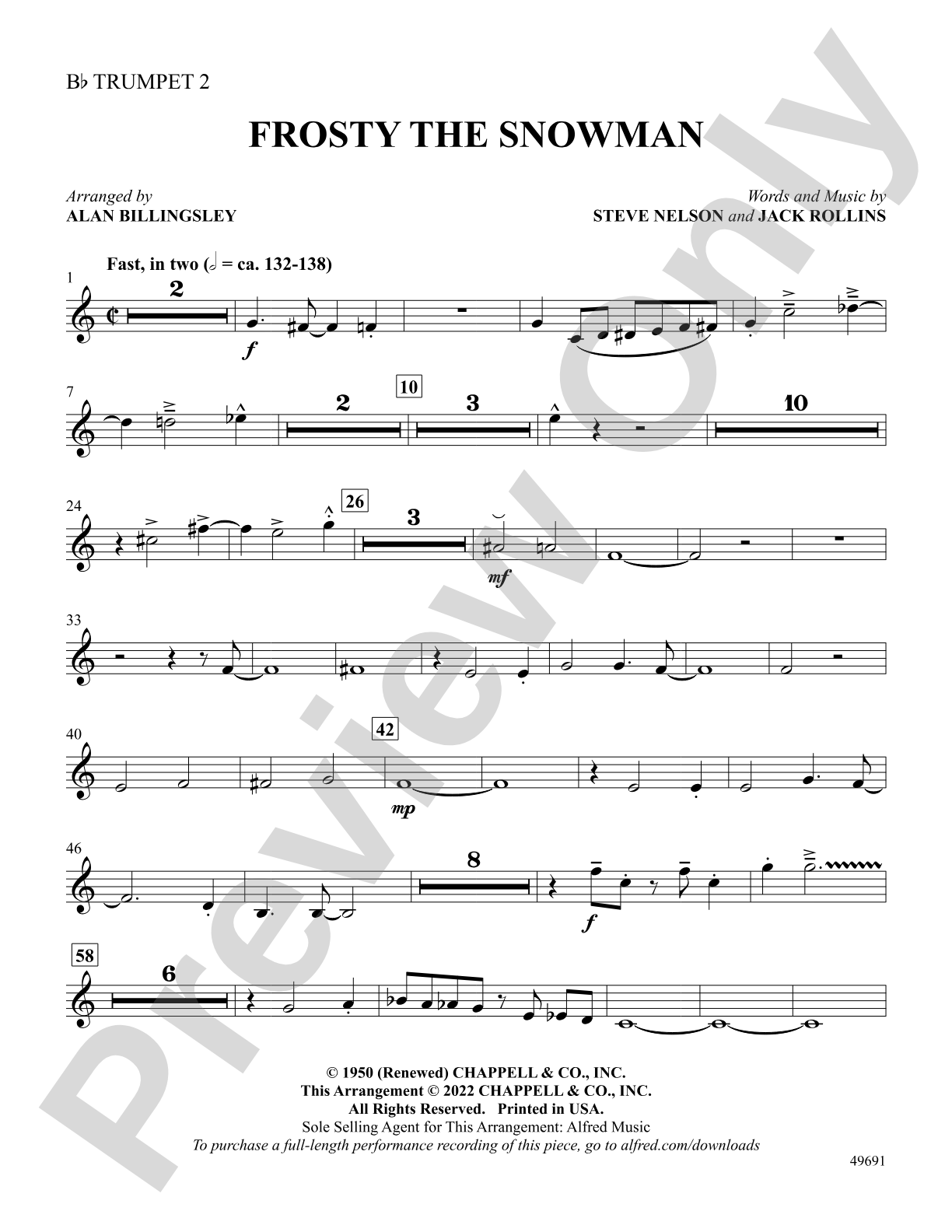 Frosty the Snowman: 2nd B-flat Trumpet