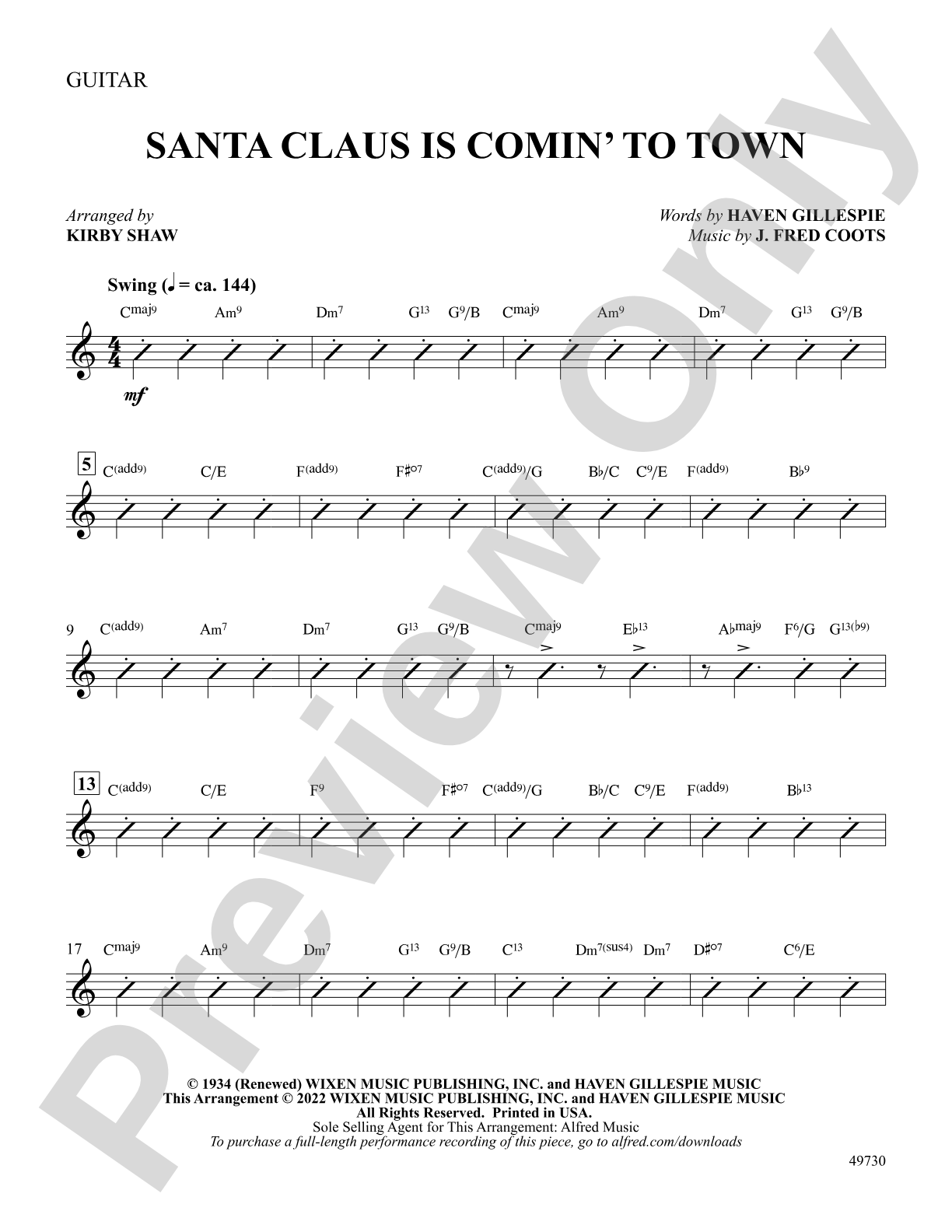 Santa Claus Is Comin' to Town: Guitar
