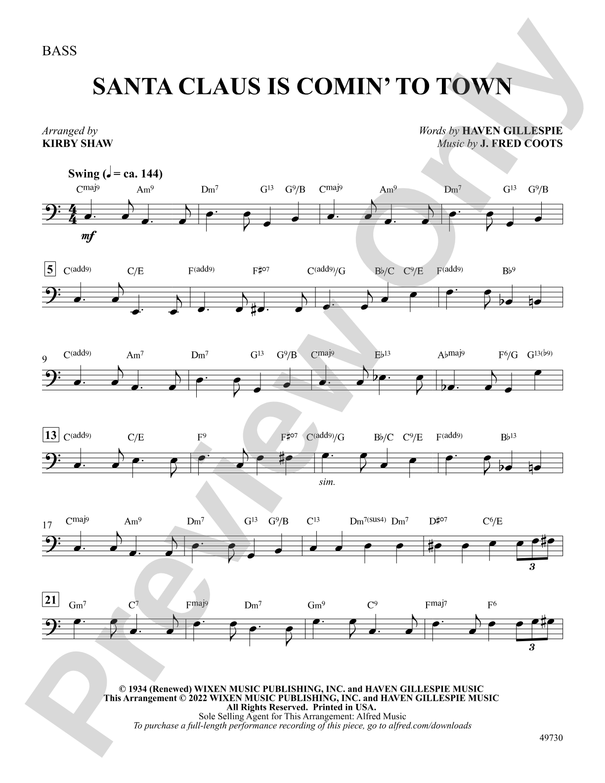 Santa Claus Is Comin' to Town: String Bass