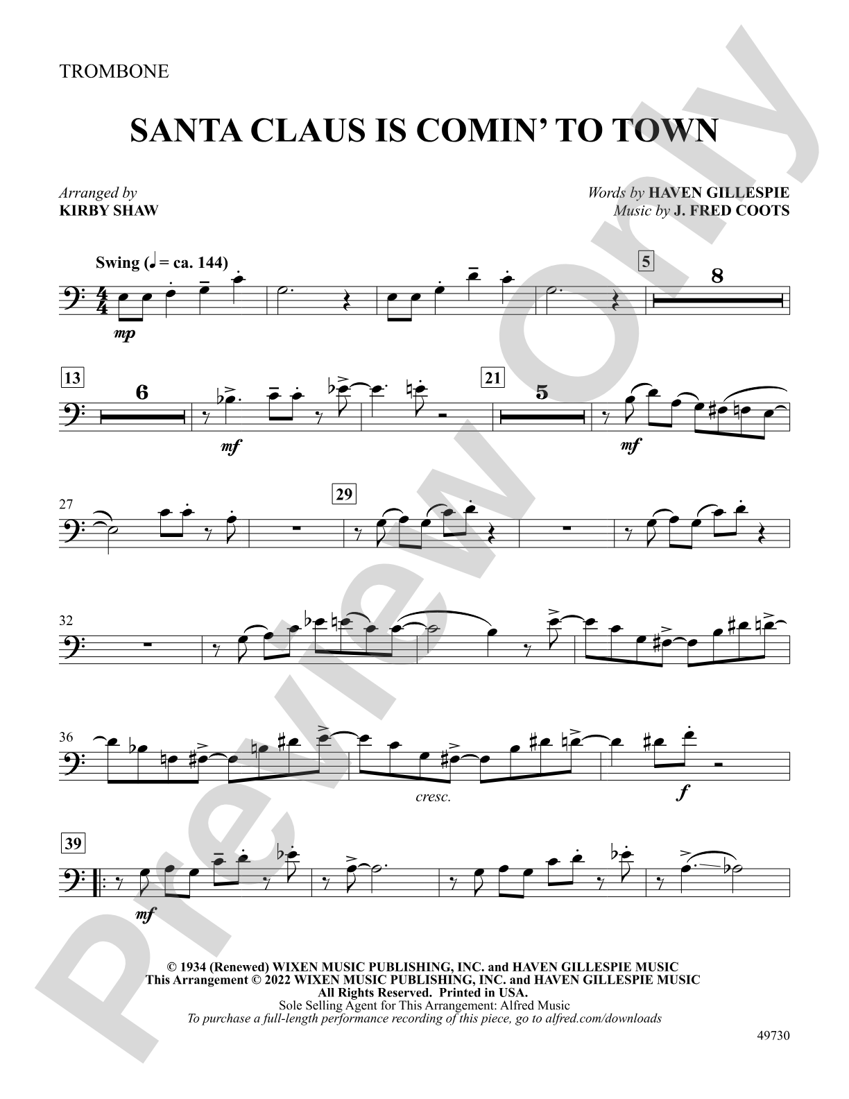 Santa Claus Is Comin' to Town: 1st Trombone