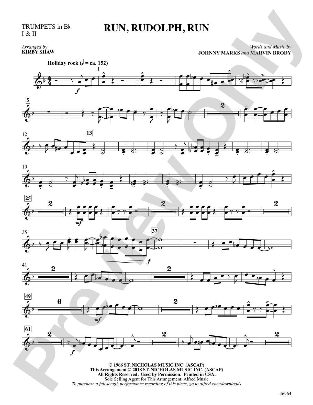 Run, Rudolph, Run: 1st & 2nd B-flat Trumpets
