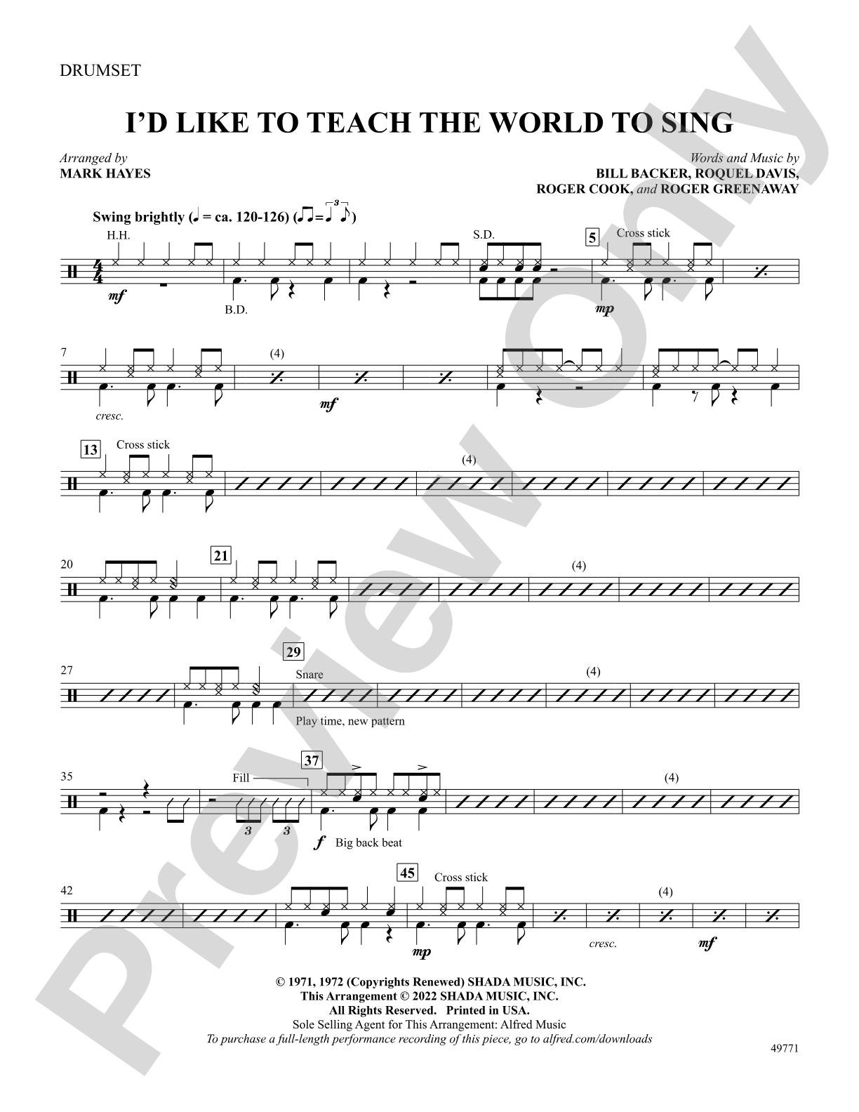 I'd Like to Teach the World to Sing: Drums
