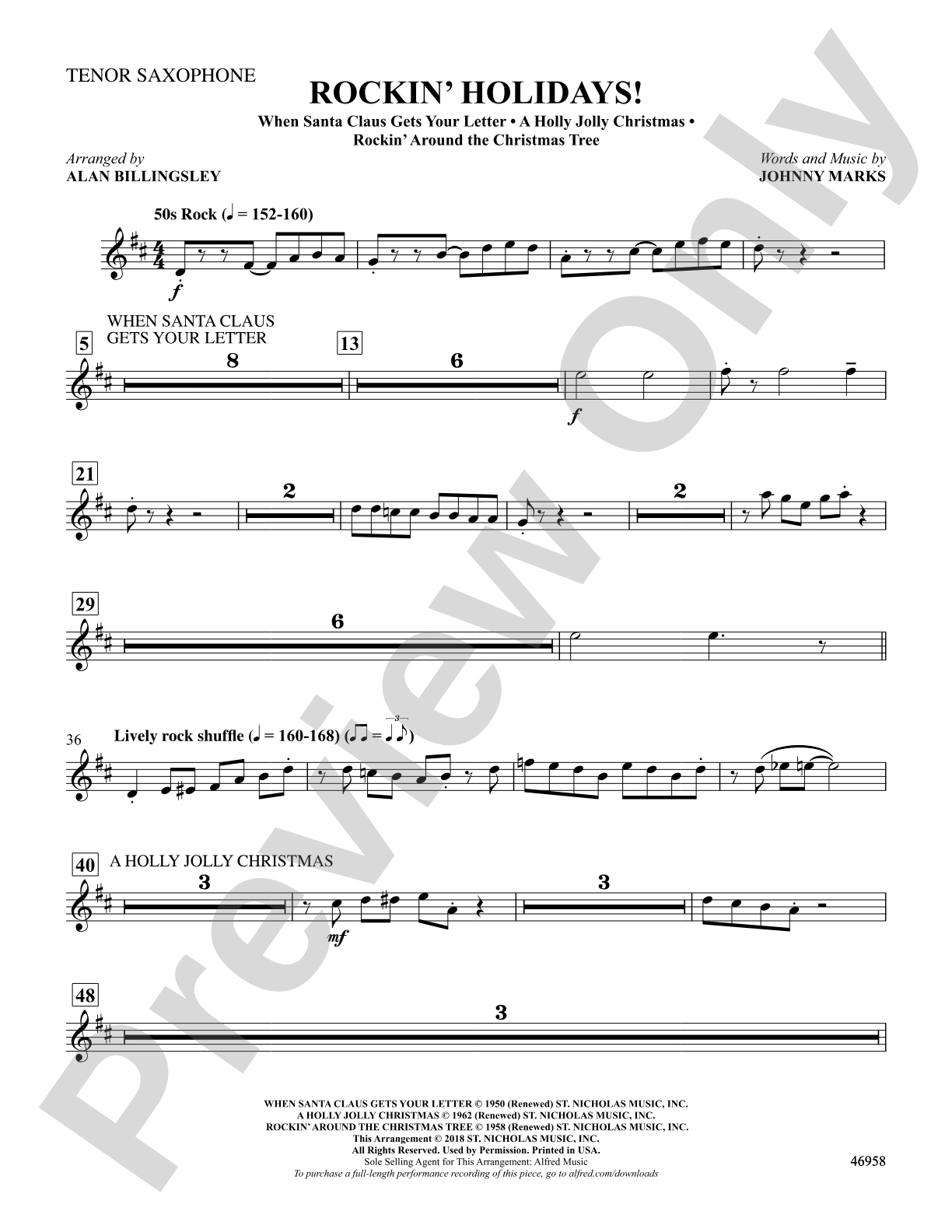 Rockin' Holidays!: B-flat Tenor Saxophone