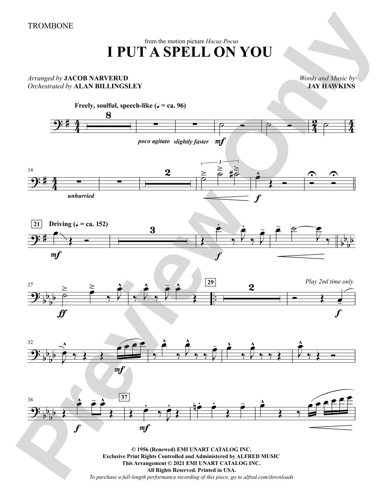 I Put a Spell on You: 1st Trombone