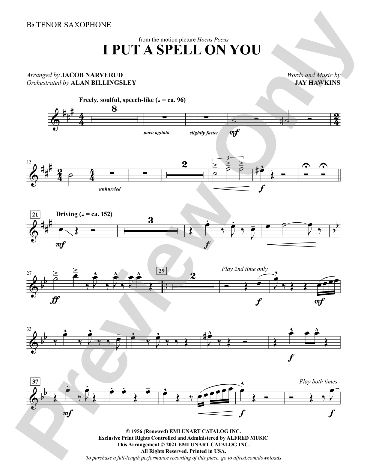 I Put a Spell on You: B-flat Tenor Saxophone