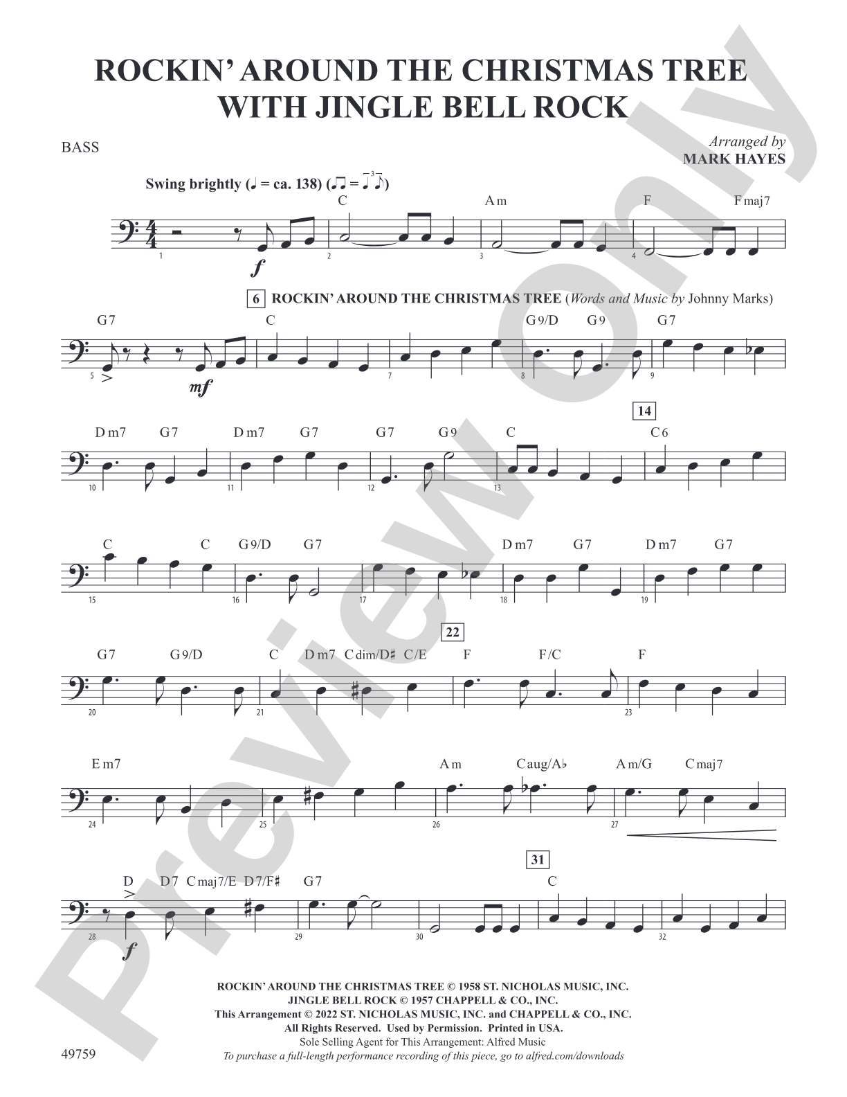 Rockin' Around the Christmas Tree with Jingle Bell Rock: String Bass
