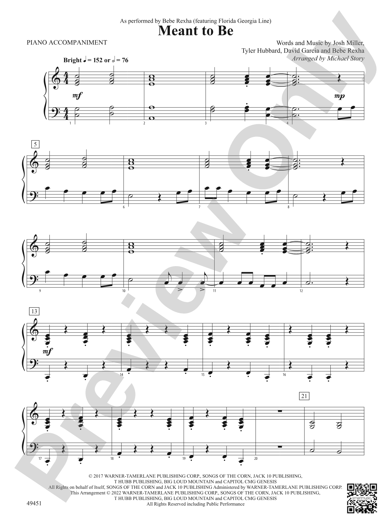Meant To Be: Piano Accompaniment