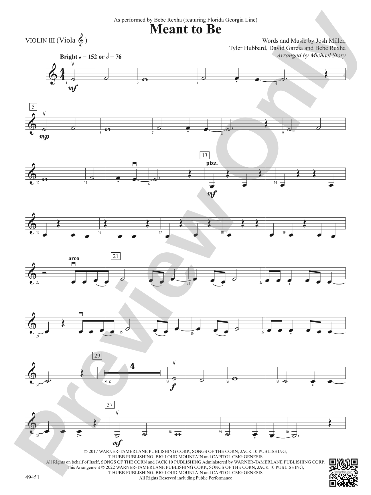 Meant To Be: 3rd Violin (Viola [TC])