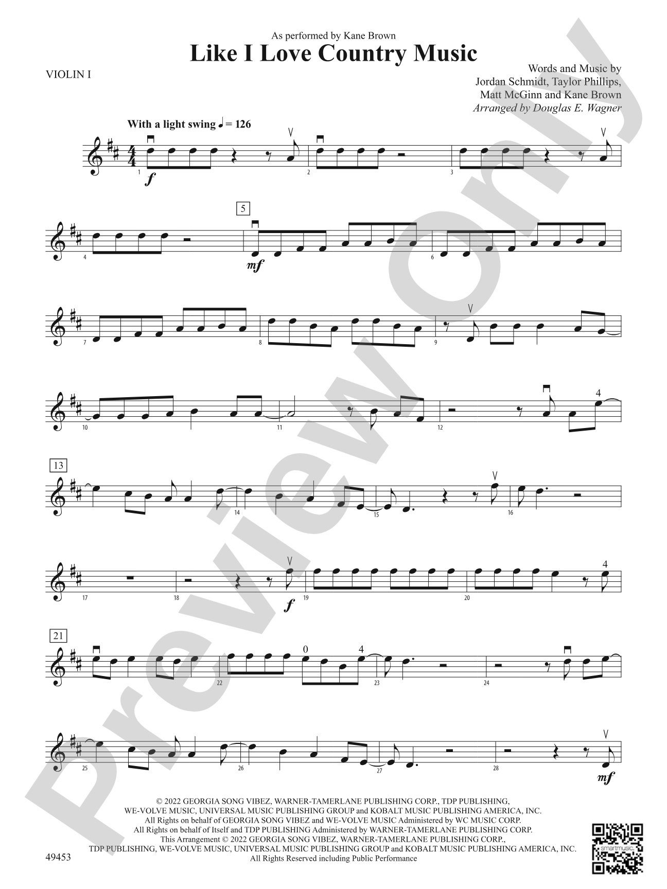 Like I Love Country Music: 1st Violin