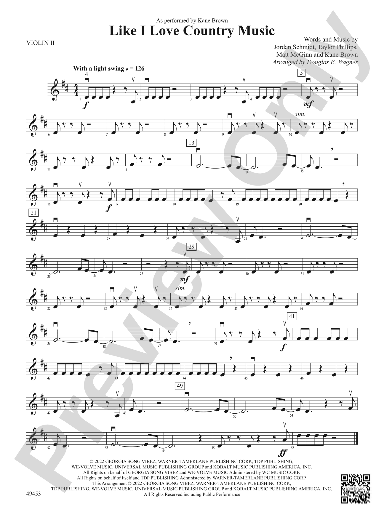 Like I Love Country Music: 2nd Violin