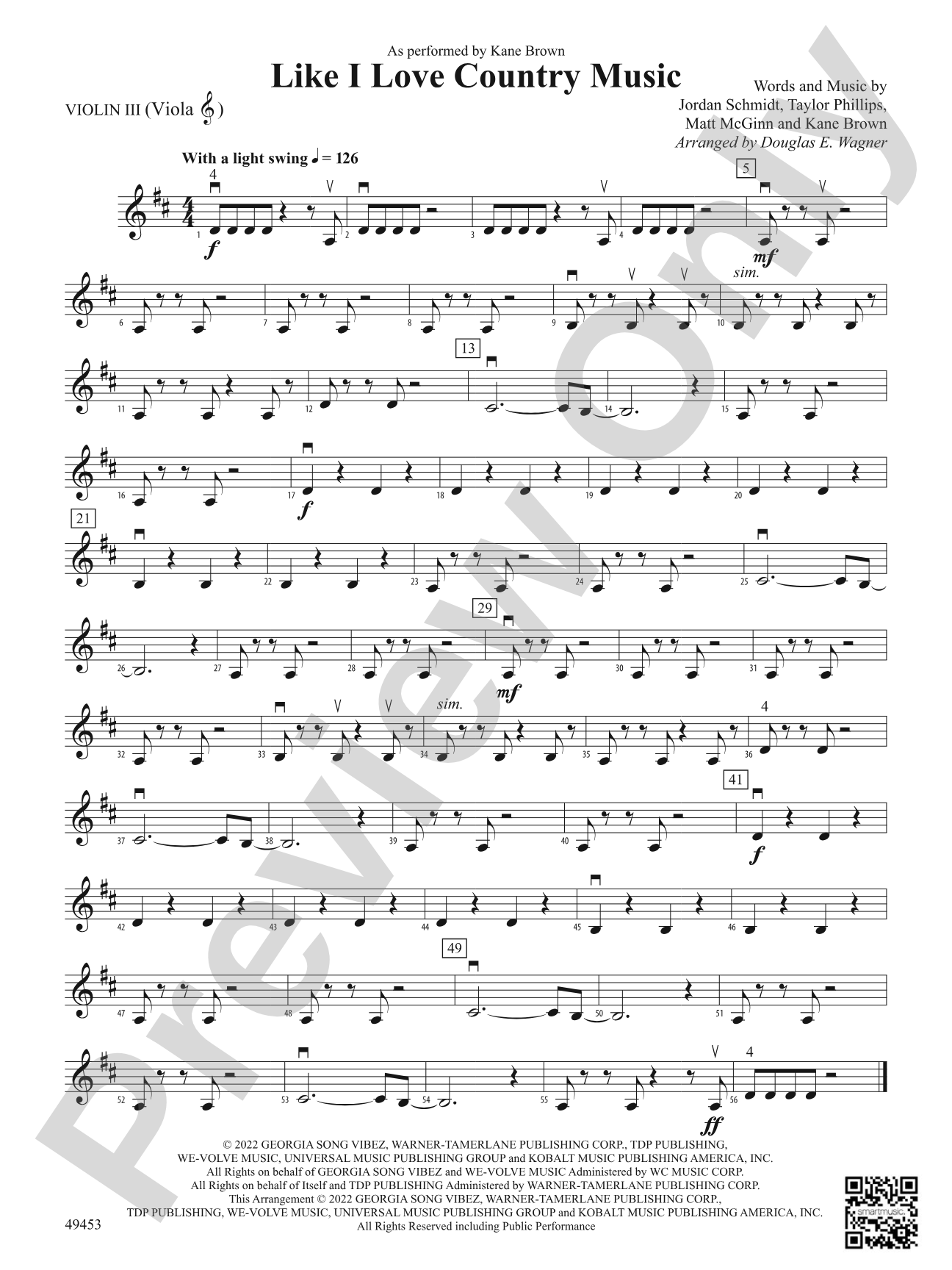 Like I Love Country Music: 3rd Violin (Viola [TC])