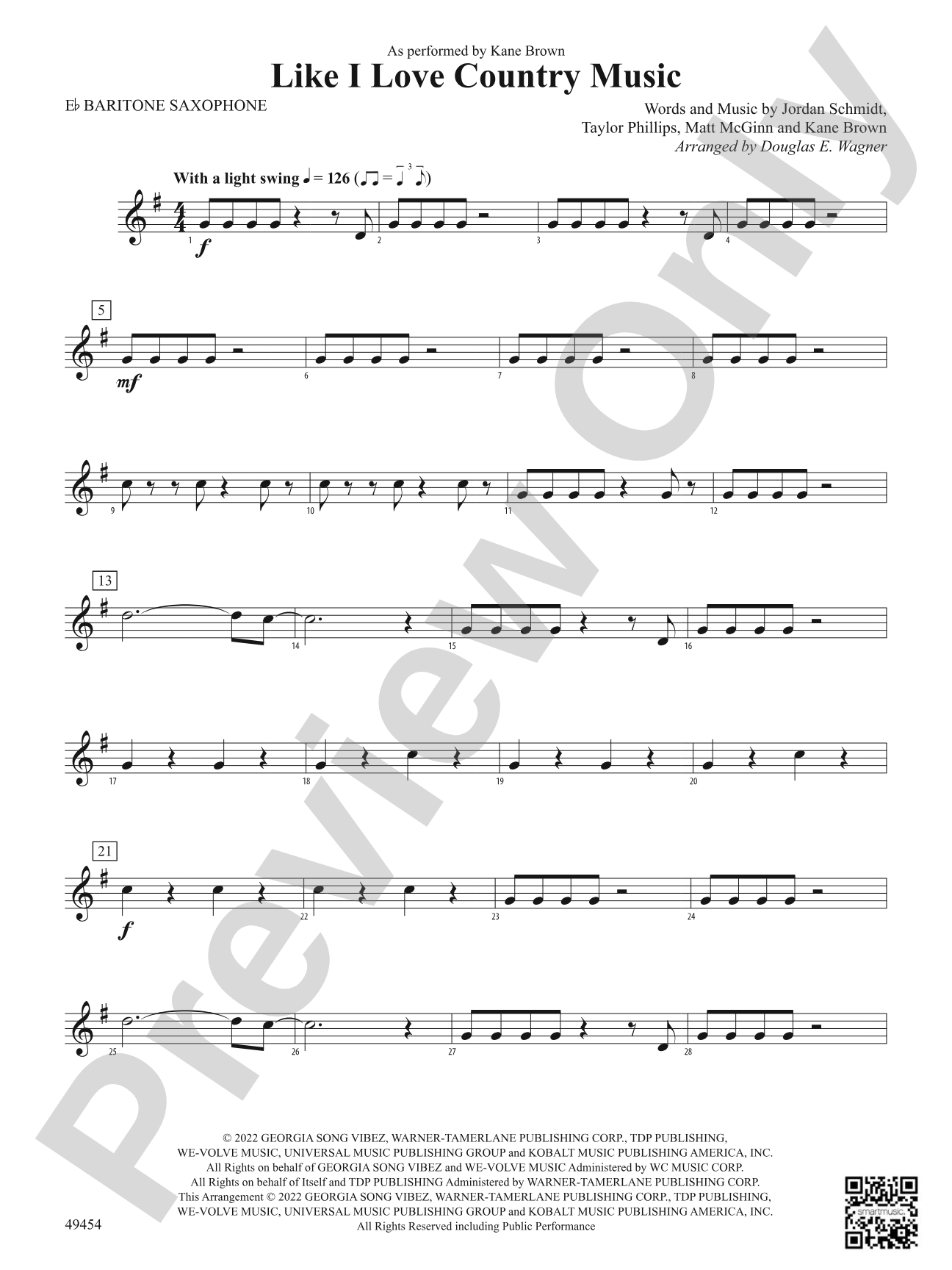 Like I Love Country Music: E-flat Baritone Saxophone