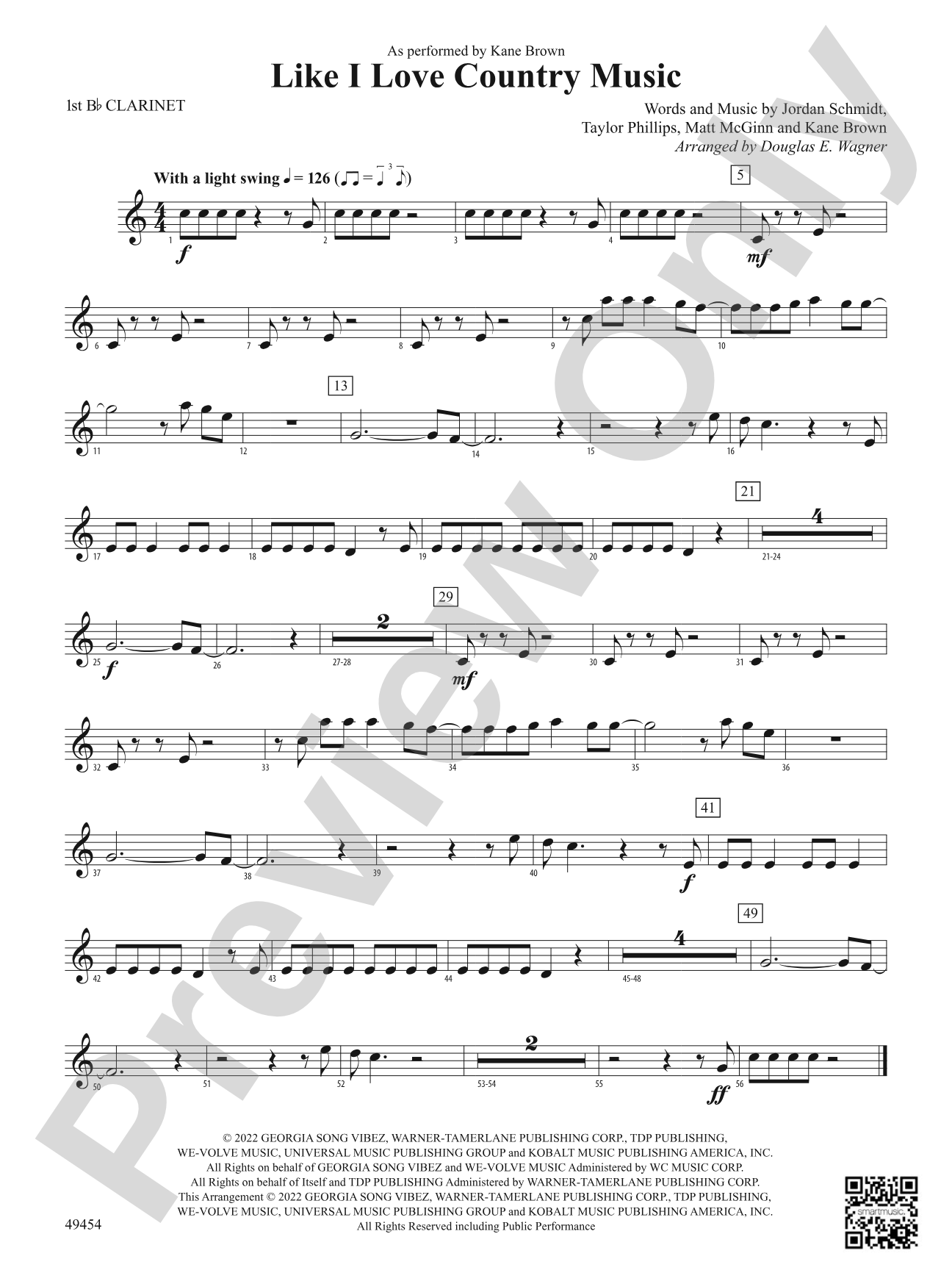 Like I Love Country Music: 1st B-flat Clarinet