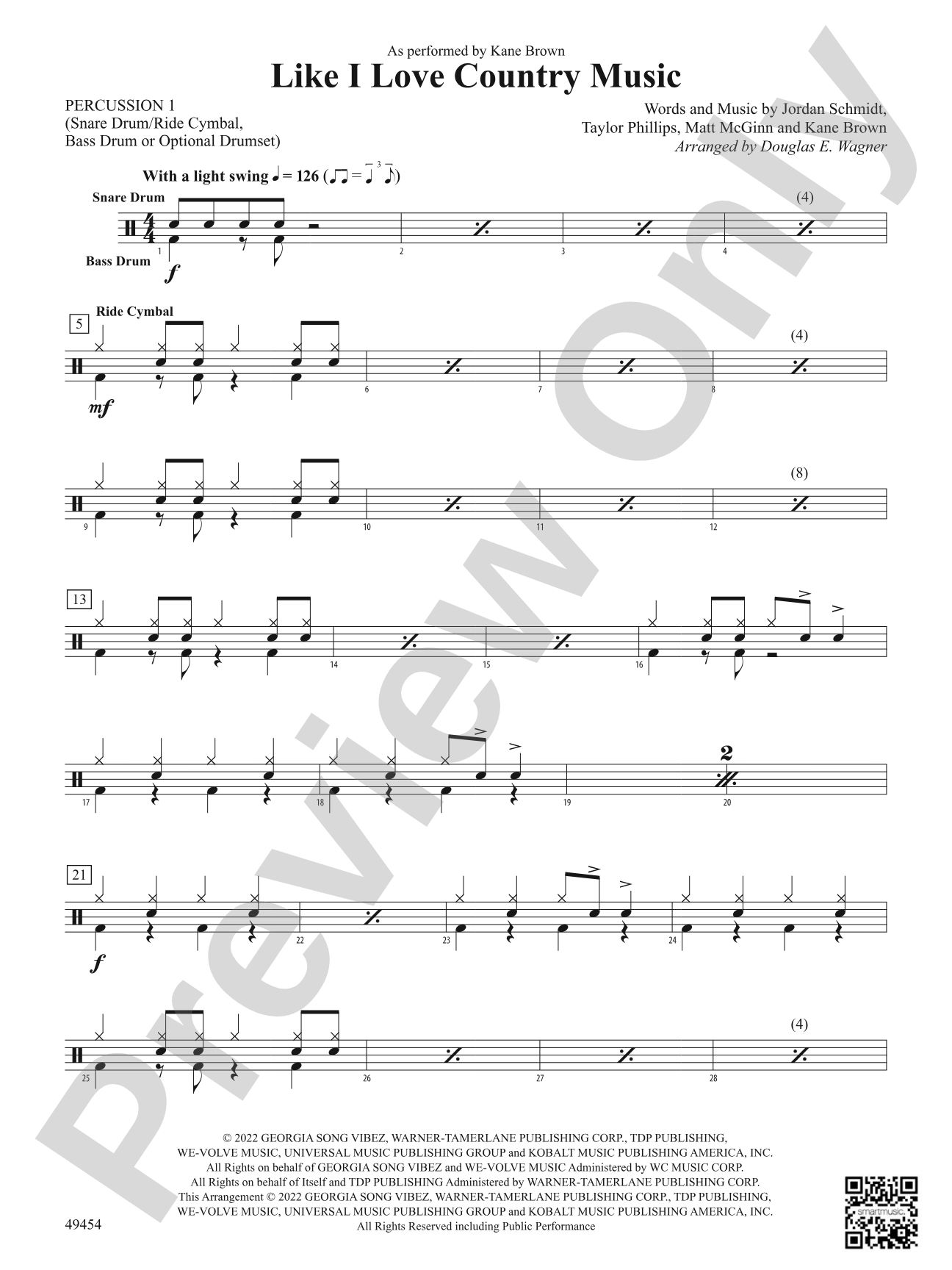 Like I Love Country Music: 1st Percussion