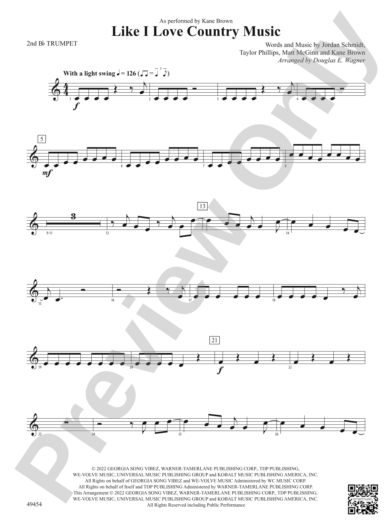 Like I Love Country Music: 2nd B-flat Trumpet