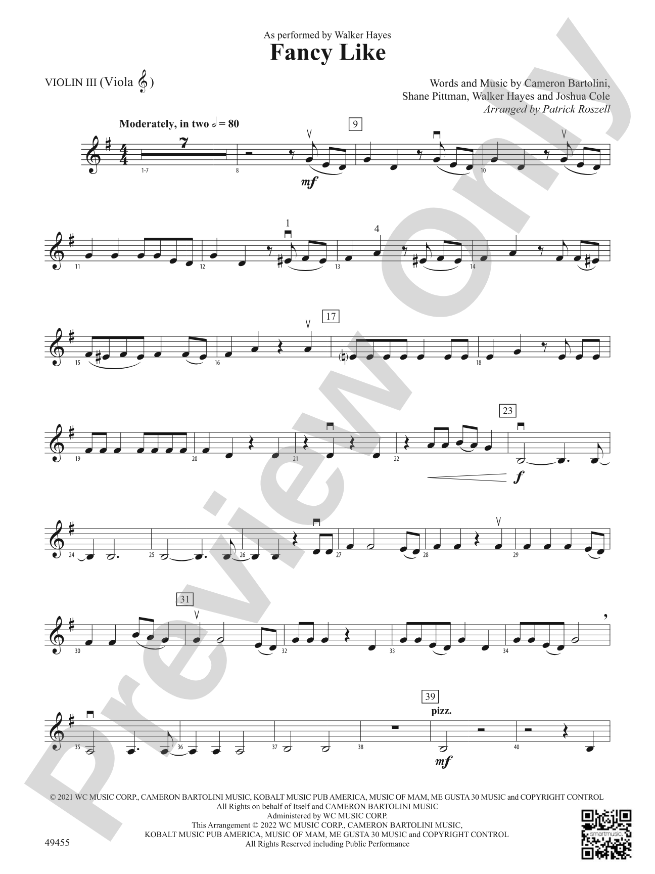 Fancy Like: 3rd Violin (Viola [TC])