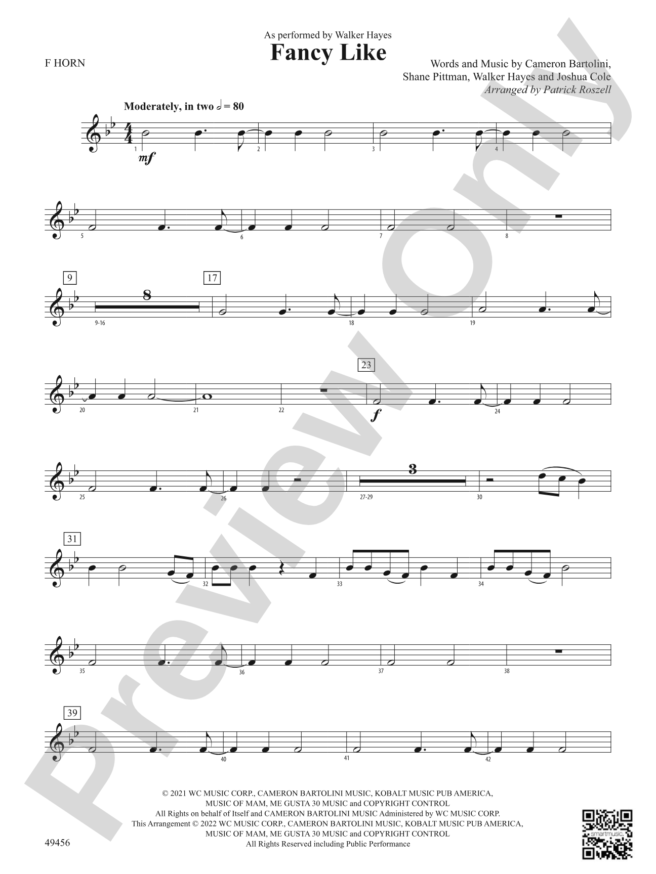 Fancy Like: 1st F Horn
