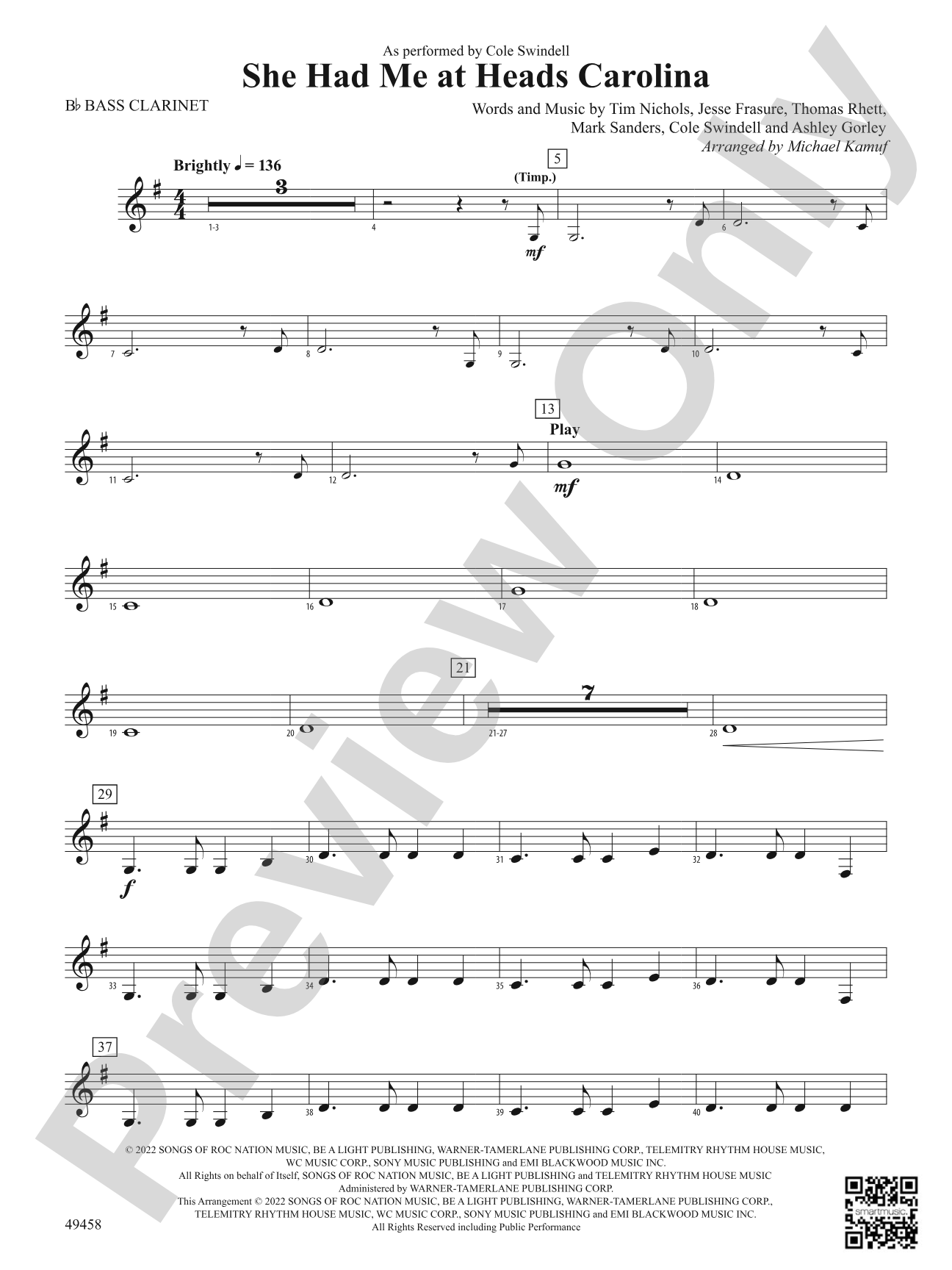 She Had Me at Heads Carolina: B-flat Bass Clarinet