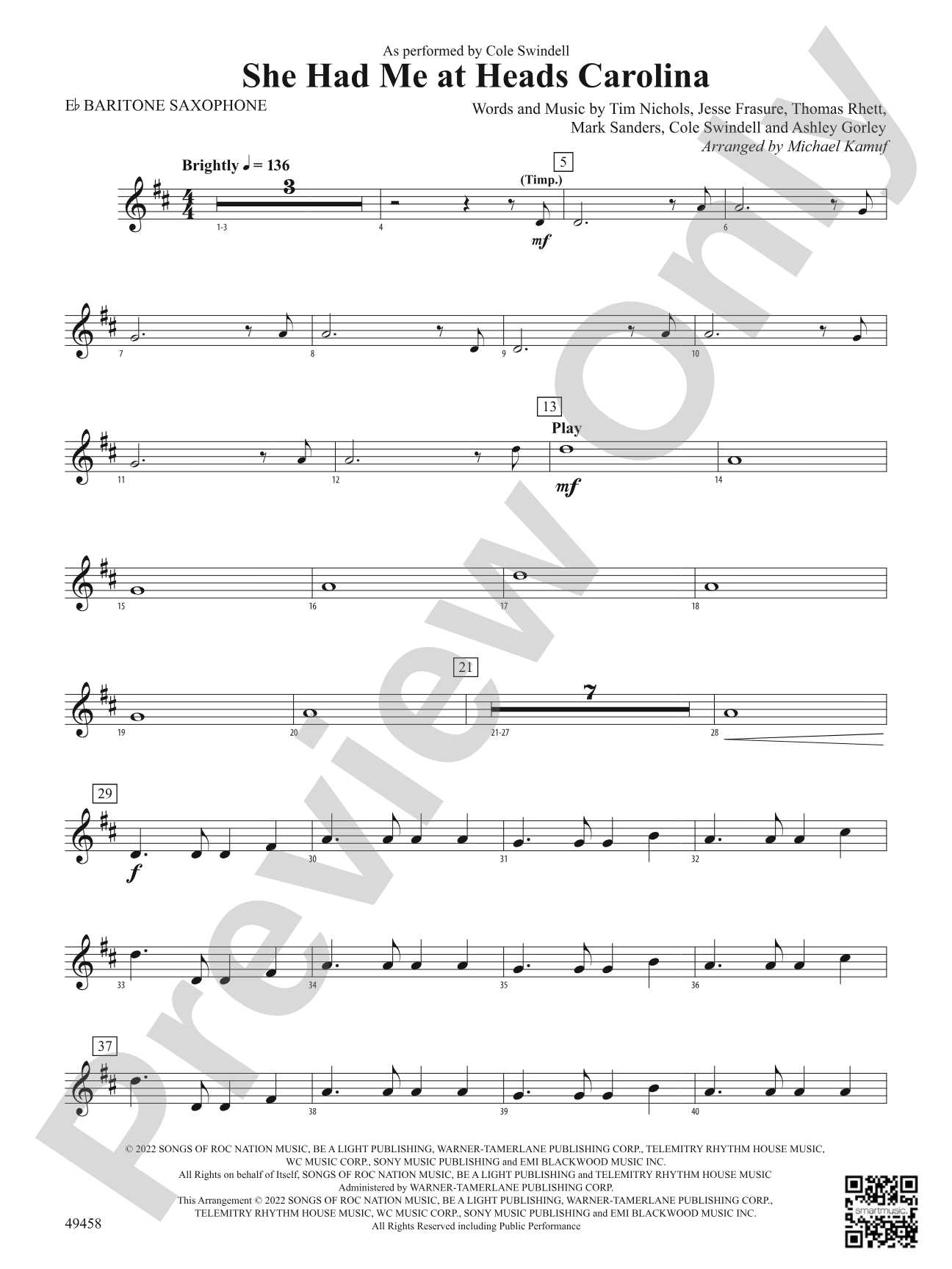 She Had Me at Heads Carolina: E-flat Baritone Saxophone