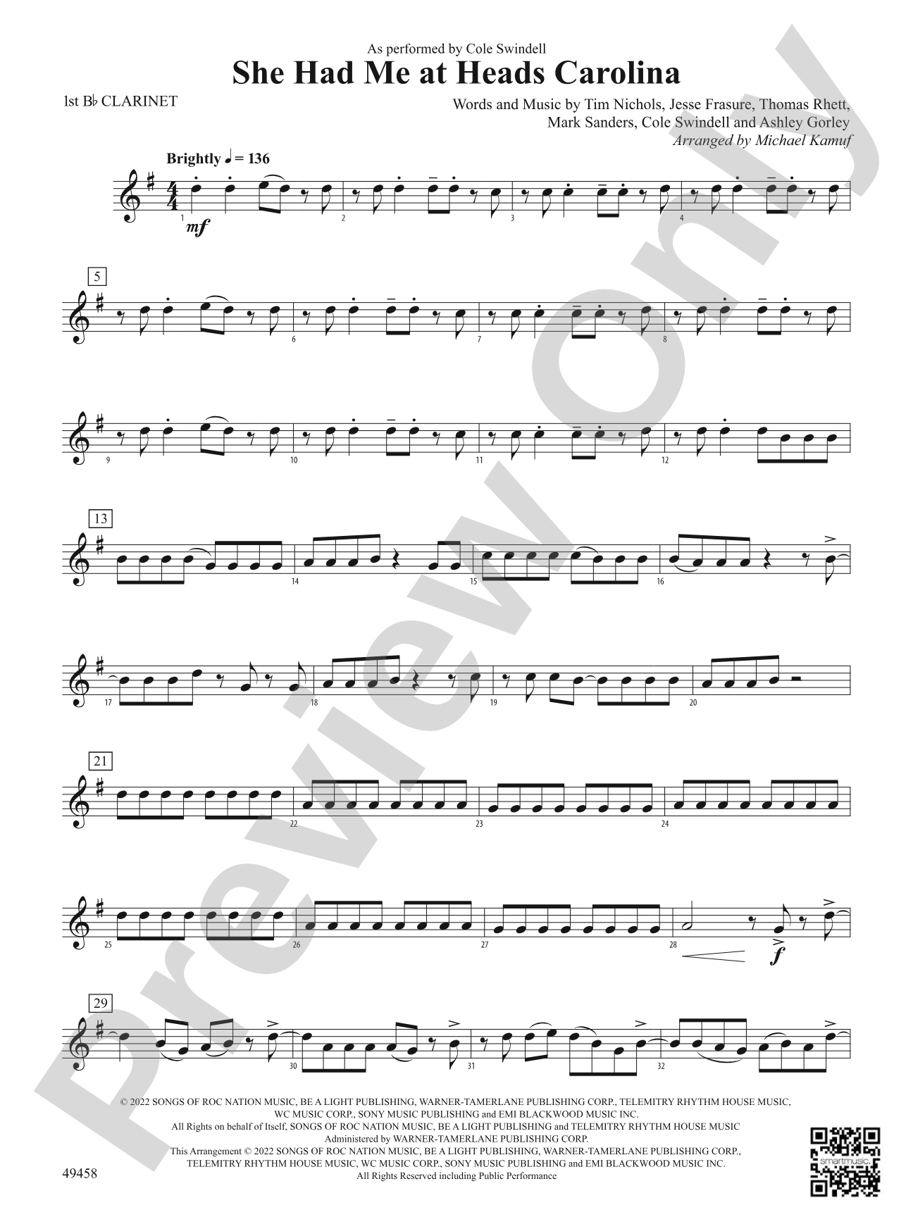 She Had Me at Heads Carolina: 1st B-flat Clarinet