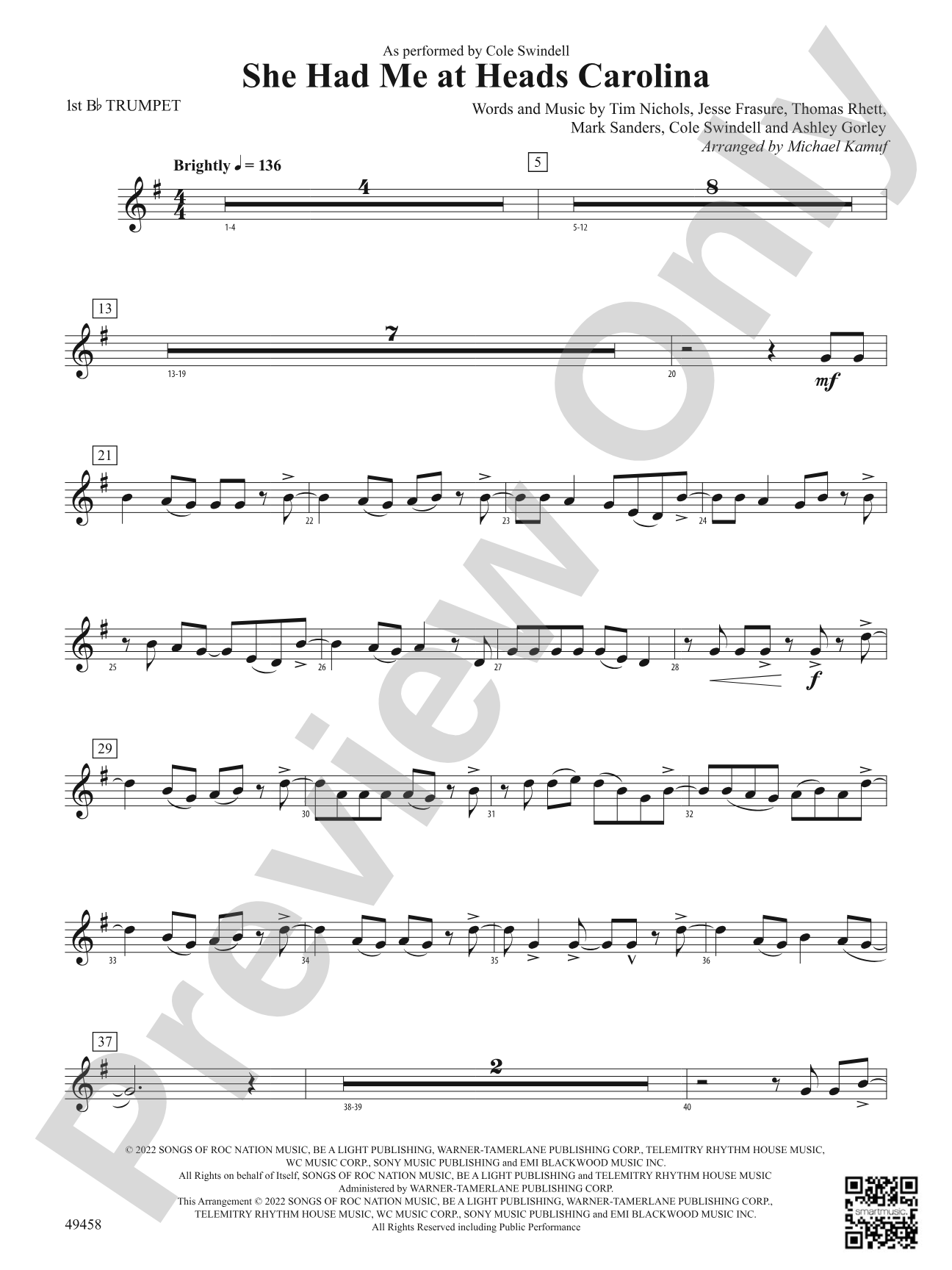 She Had Me at Heads Carolina: 1st B-flat Trumpet