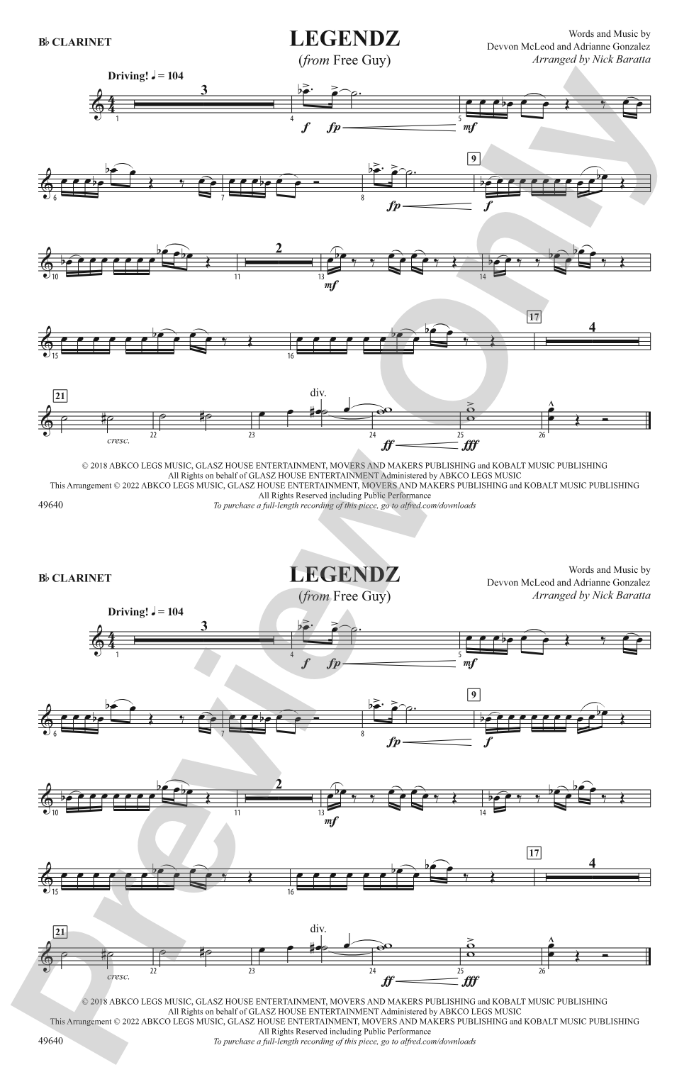 Legendz: 1st B-flat Clarinet