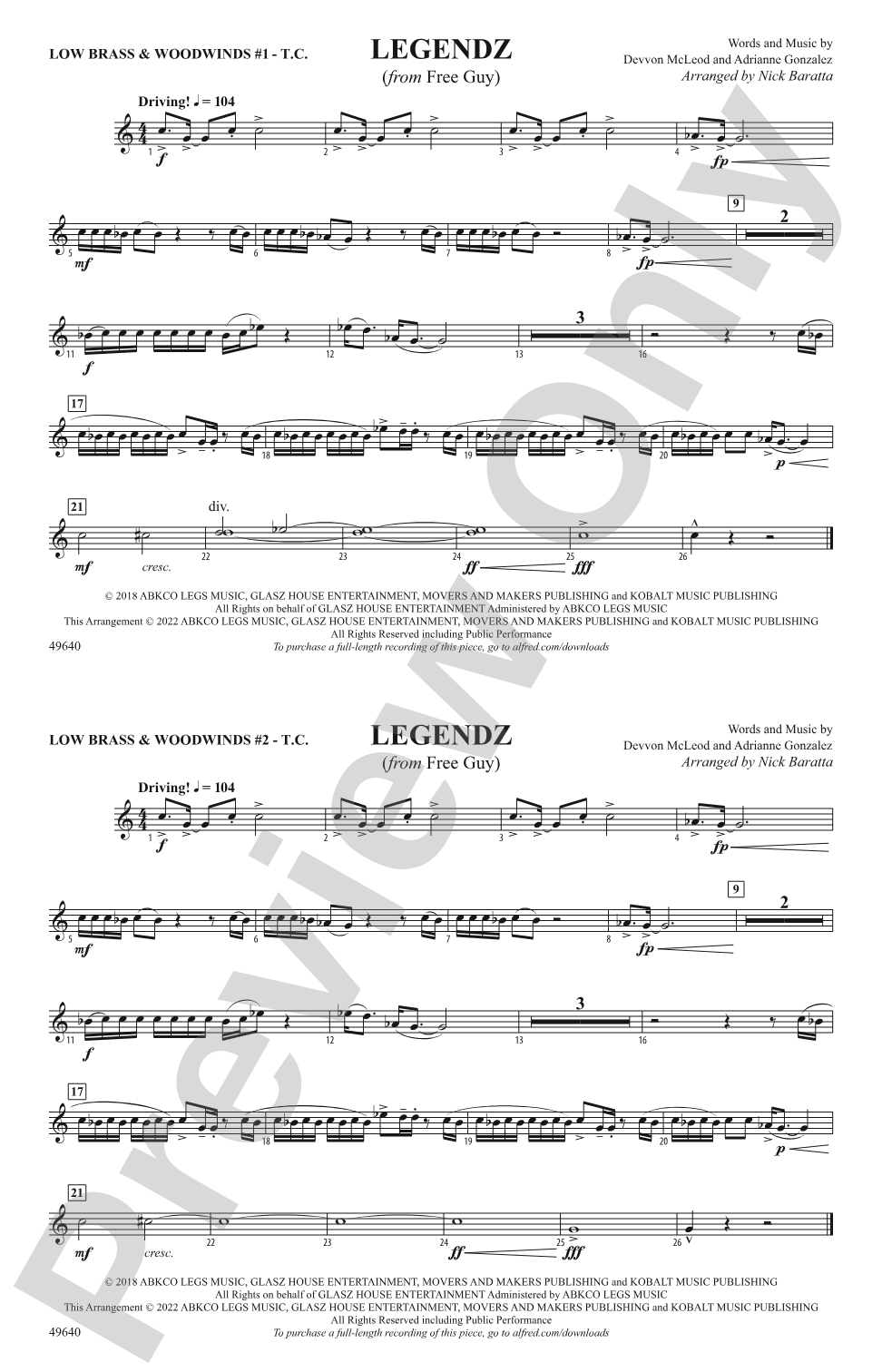 Legendz: Low Brass & Woodwinds #1 - Treble Clef