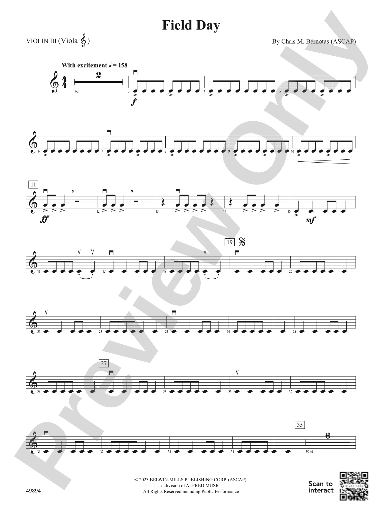 Field Day: 3rd Violin (Viola [TC])