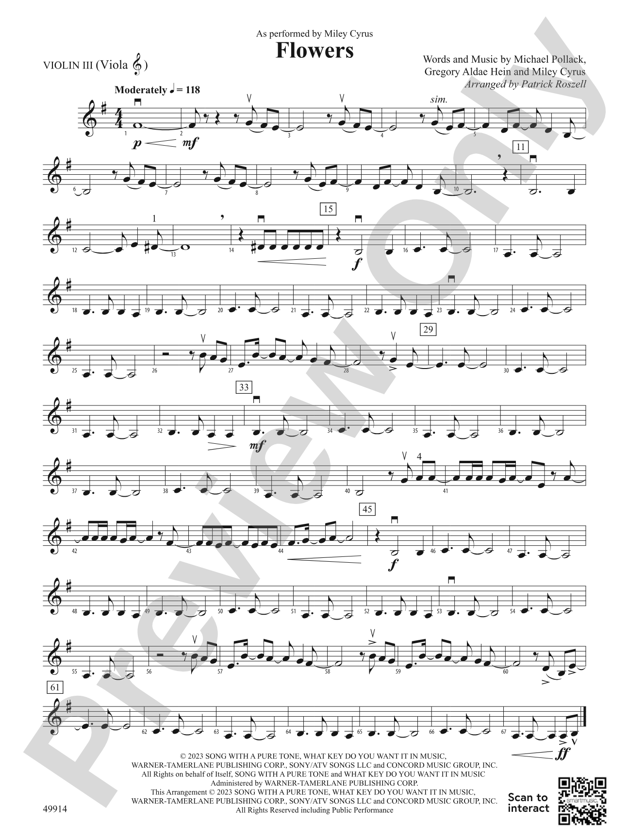 Flowers: 3rd Violin (Viola [TC])