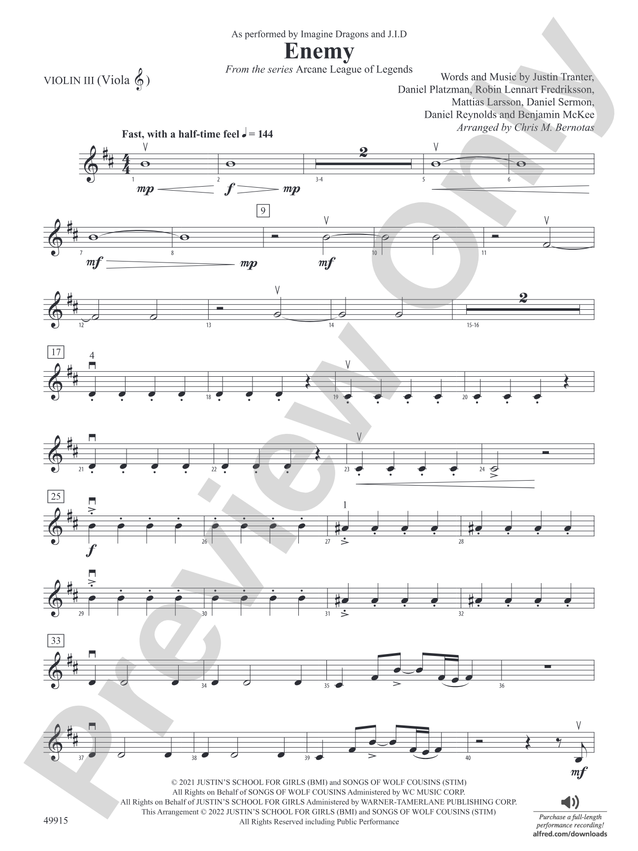 Enemy: 3rd Violin (Viola [TC])