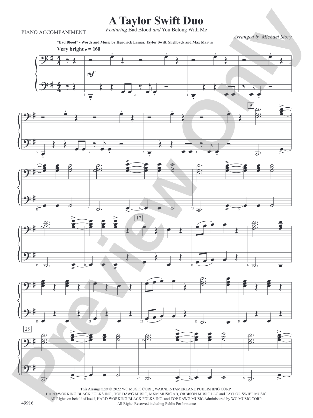 A Taylor Swift Duo: Piano Accompaniment