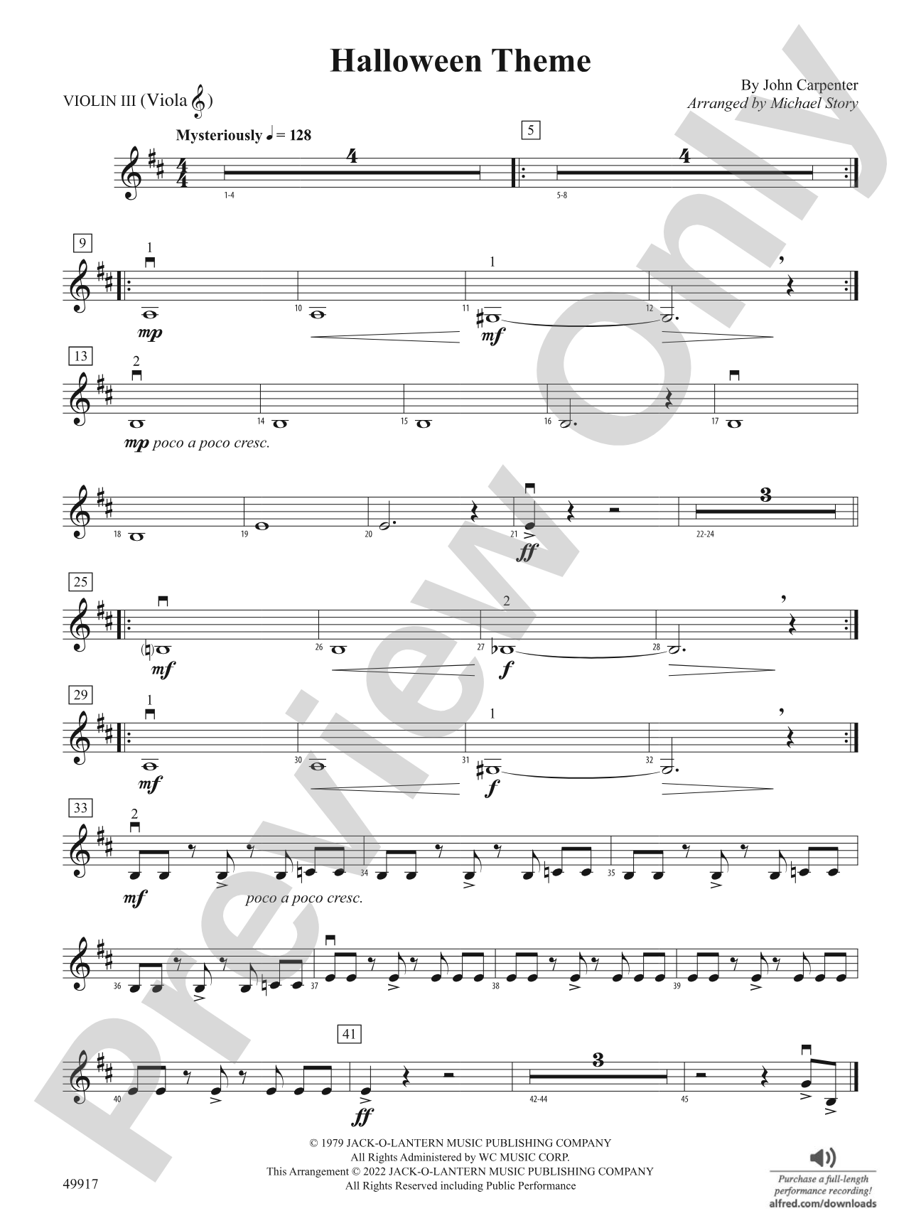 Halloween Theme: 3rd Violin (Viola [TC])